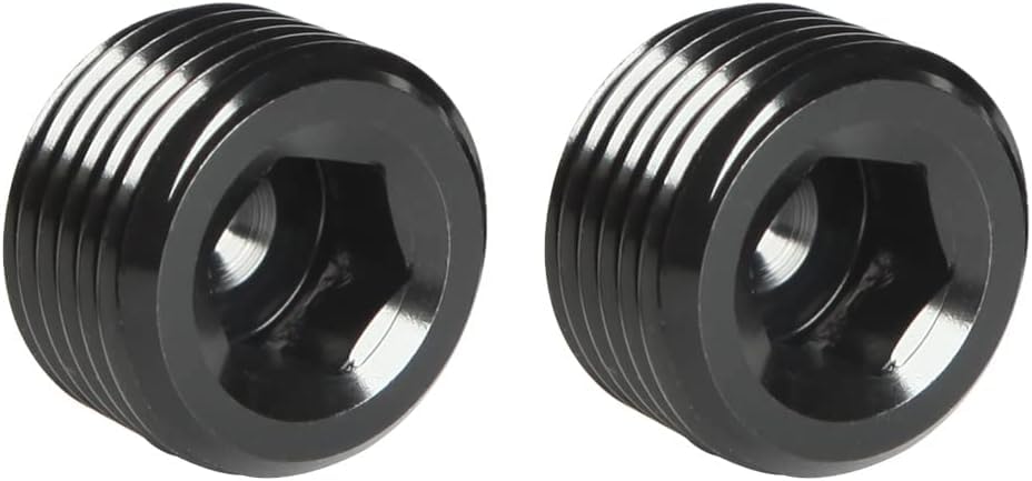 1/8 NPT Male Thread Allen Head Socket Pipe Plug Fitting - Aluminum Black (Pack of 2) - Ideal for Plumbing, Hydraulic Systems & Automotive Applications