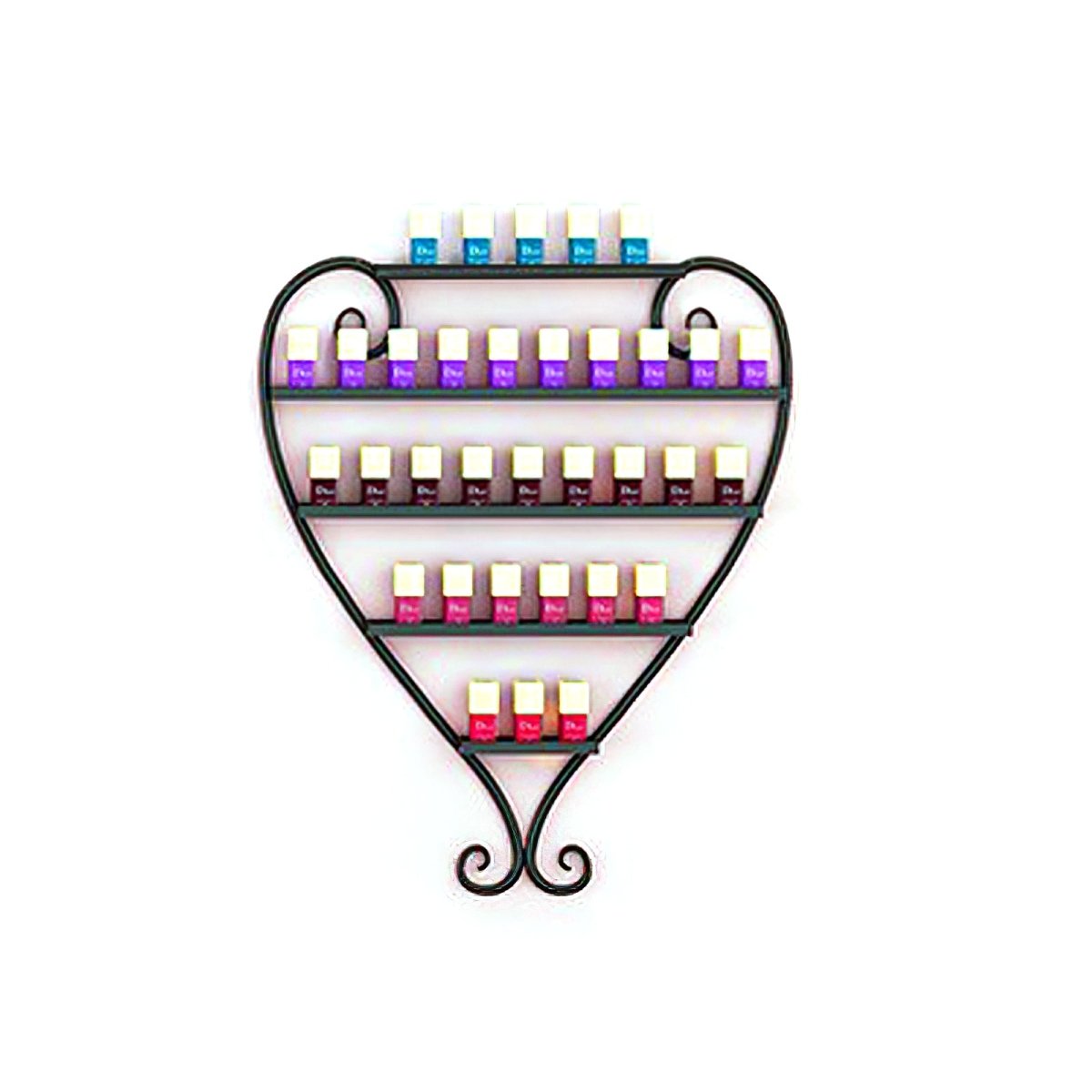 Heart-Shaped Nail Polish Wall Rack Organizer - 24 Bottle Capacity for Salon & Home Decor Storage