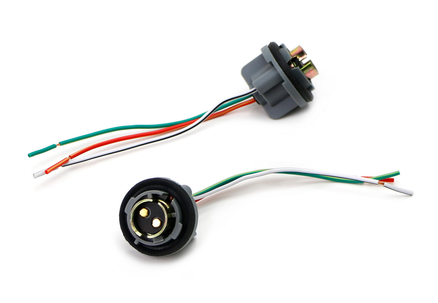 1157 2057 2357 LED Bulb Metal Socket with Pigtail Wiring Harness - Compatible with Turn Signal, Brake Light, Tail Light - Perfect for Car, Truck, Motorcycle Lighting Upgrades
