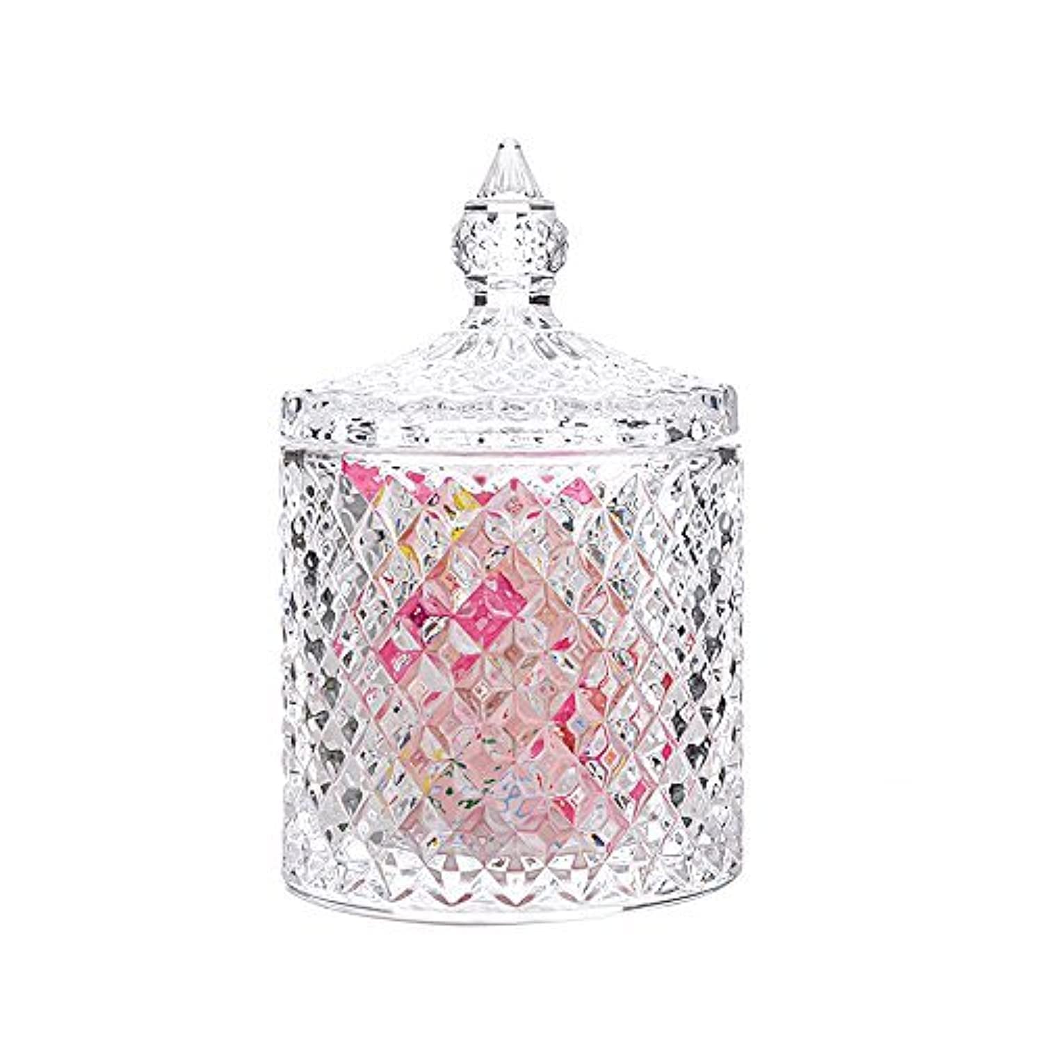 Premium Crystal Diamond Faceted Food Storage Jars with Lids - Airtight Cookie Tin, Biscuit Barrel & Candy Dish for Kitchen Pantry Organization - Perfect for Home, Party, and Gift Giving