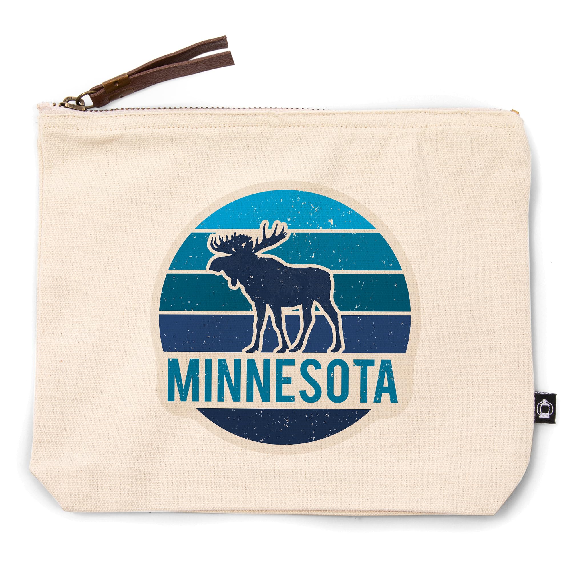 Lantern Press Minnesota Moose 100% Cotton Zipper Pouch - Waterproof Travel Accessory & Go Bag for Camping, Hiking, and Outdoor Adventures