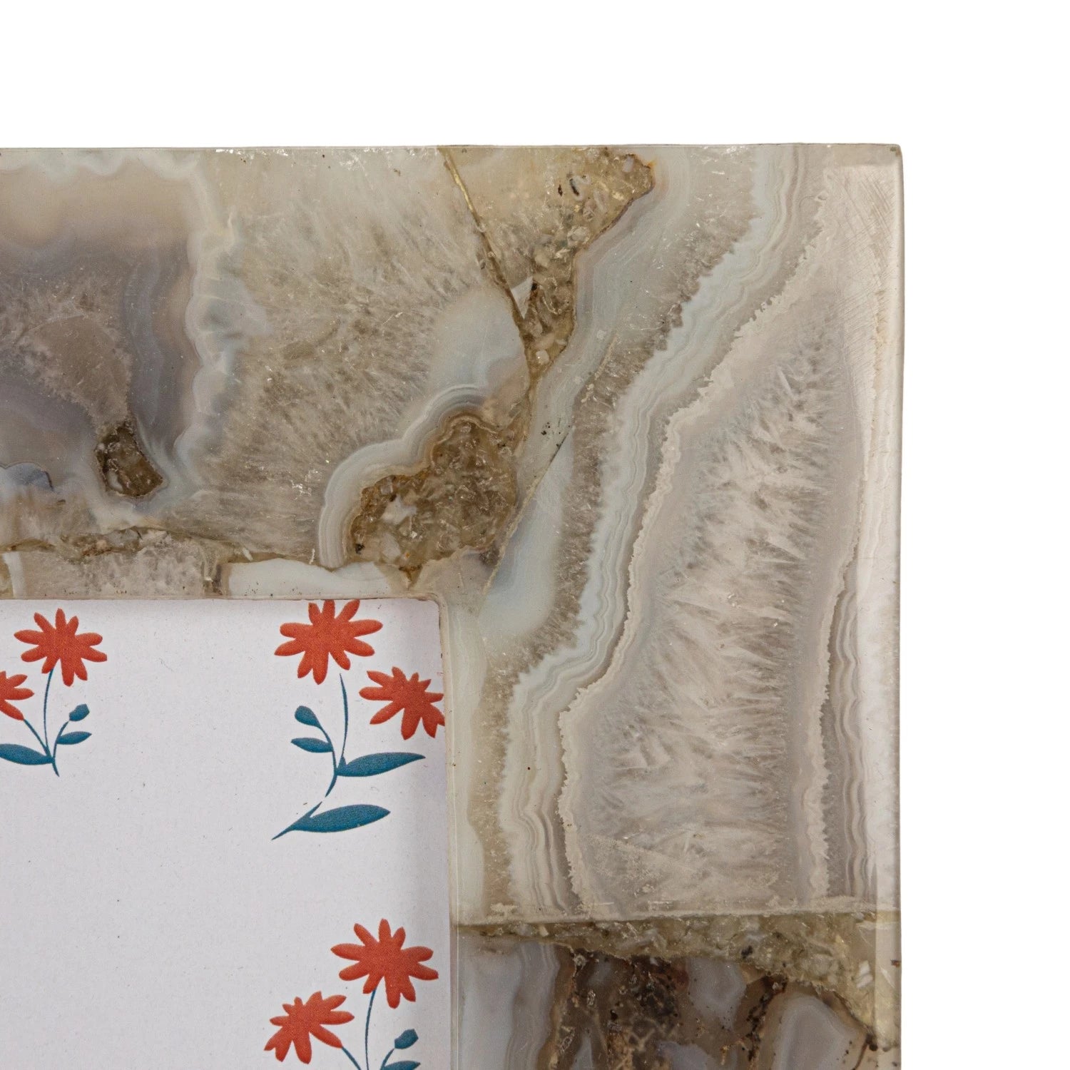 5x7 Agate Photo Frame - Elegant Natural Stone Picture Display for Home Decor, Wedding Gifts & Office Desk Accessories