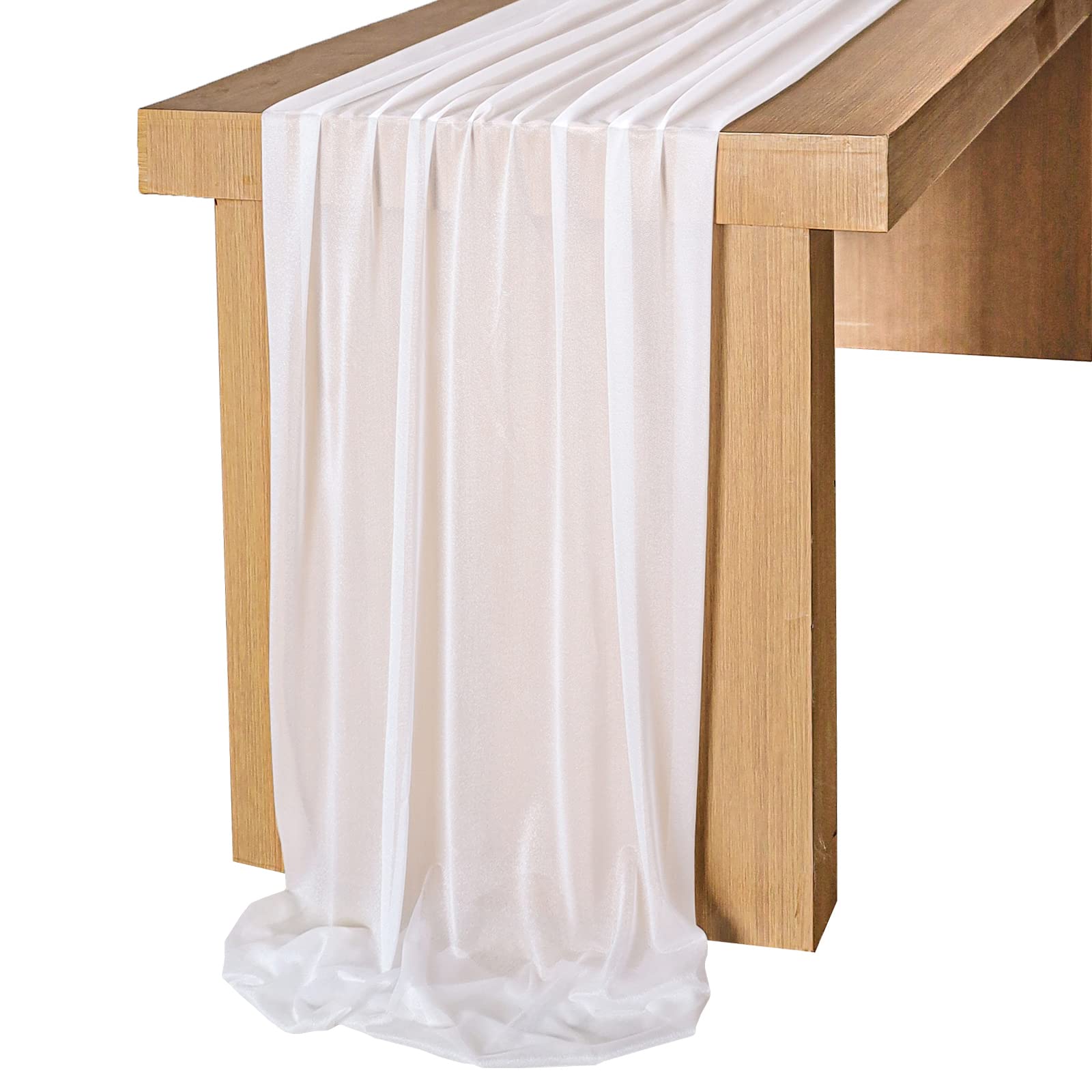 120 Inch White Table Runner 10 Pack - Sheer Wedding Table Cloth Decorations for Wedding, Party, Banquet & Special Events - Elegant Table Decor for Reception, Bridal Shower & Anniversary Celebrations