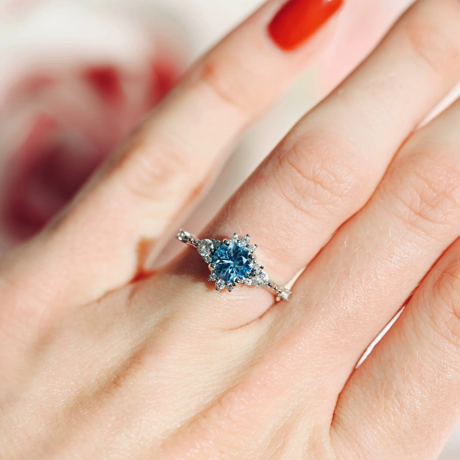 Vintage Natural Aquamarine Ring for Women - Sterling Silver 925 Jewelry - Perfect for Engagement, Wedding & Everyday Wear