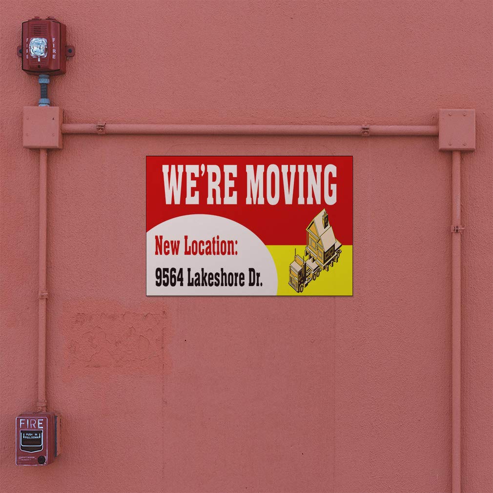 Custom Red Vinyl Door Decals for Business - 14x10 Inches Weatherproof Outdoor Stickers - Perfect for Store Relocations, Grand Openings & Window Decorations