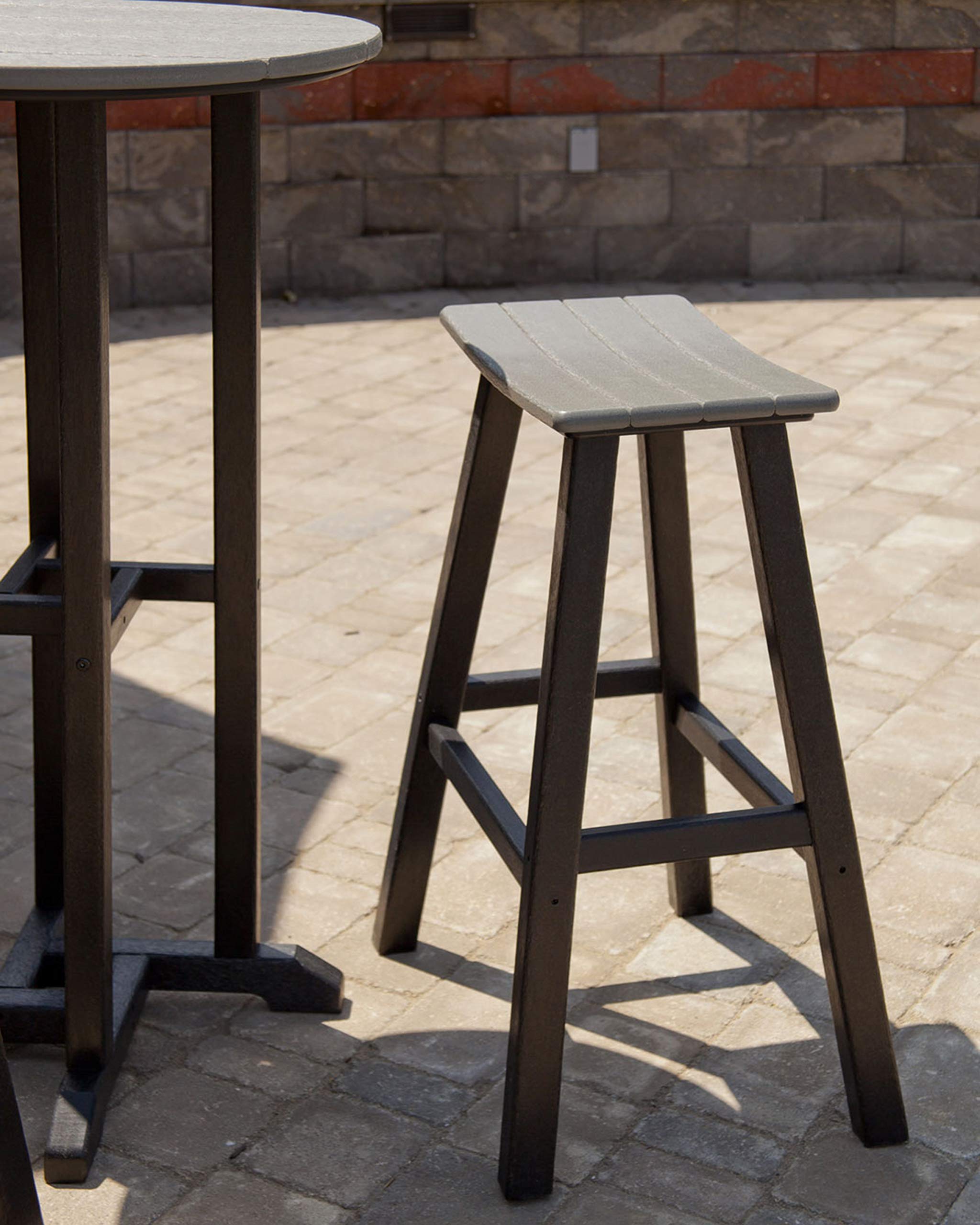 POLYWOOD® White & Tangerine Bar Stool - Durable Outdoor/Indoor Bar Height Stool for Patio, Kitchen Island & Home Decor