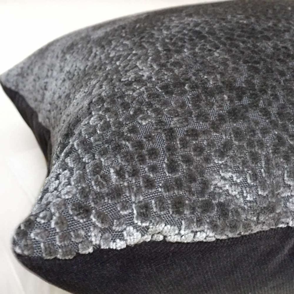 Premium Ascott Pewter Gray Abstract Cut Velvet Dots Pillow Cover - Soft Decorative Throw Pillow Case for Sofa, Bed & Home Decor