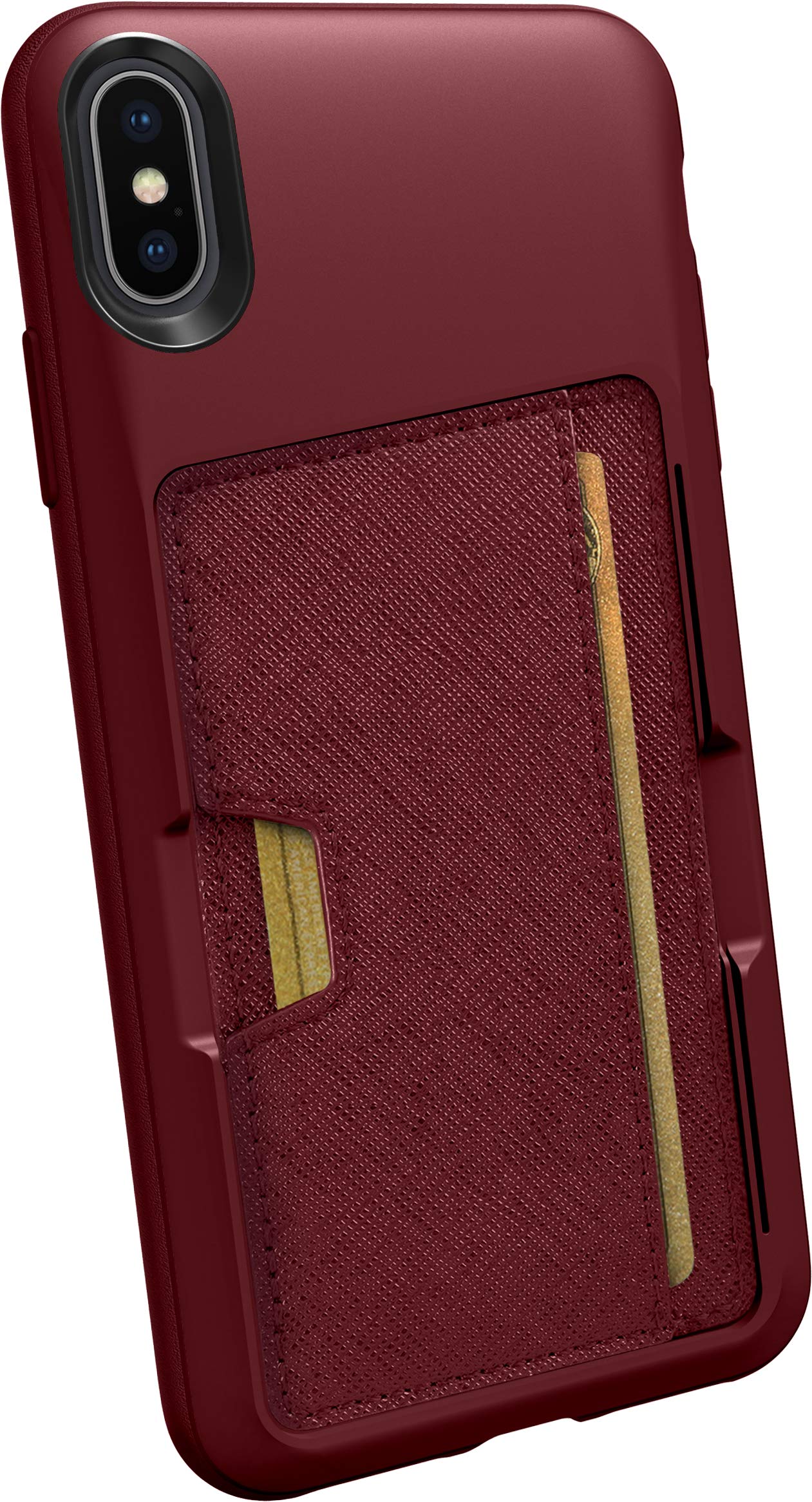 Smartish iPhone Xs Max Wallet Case - Slim Protective Kickstand & Credit Card Holder for Apple iPhone 10S Max (Silk) | Perfect for Travel, Work & Everyday Use - Red Rover Red Rover
