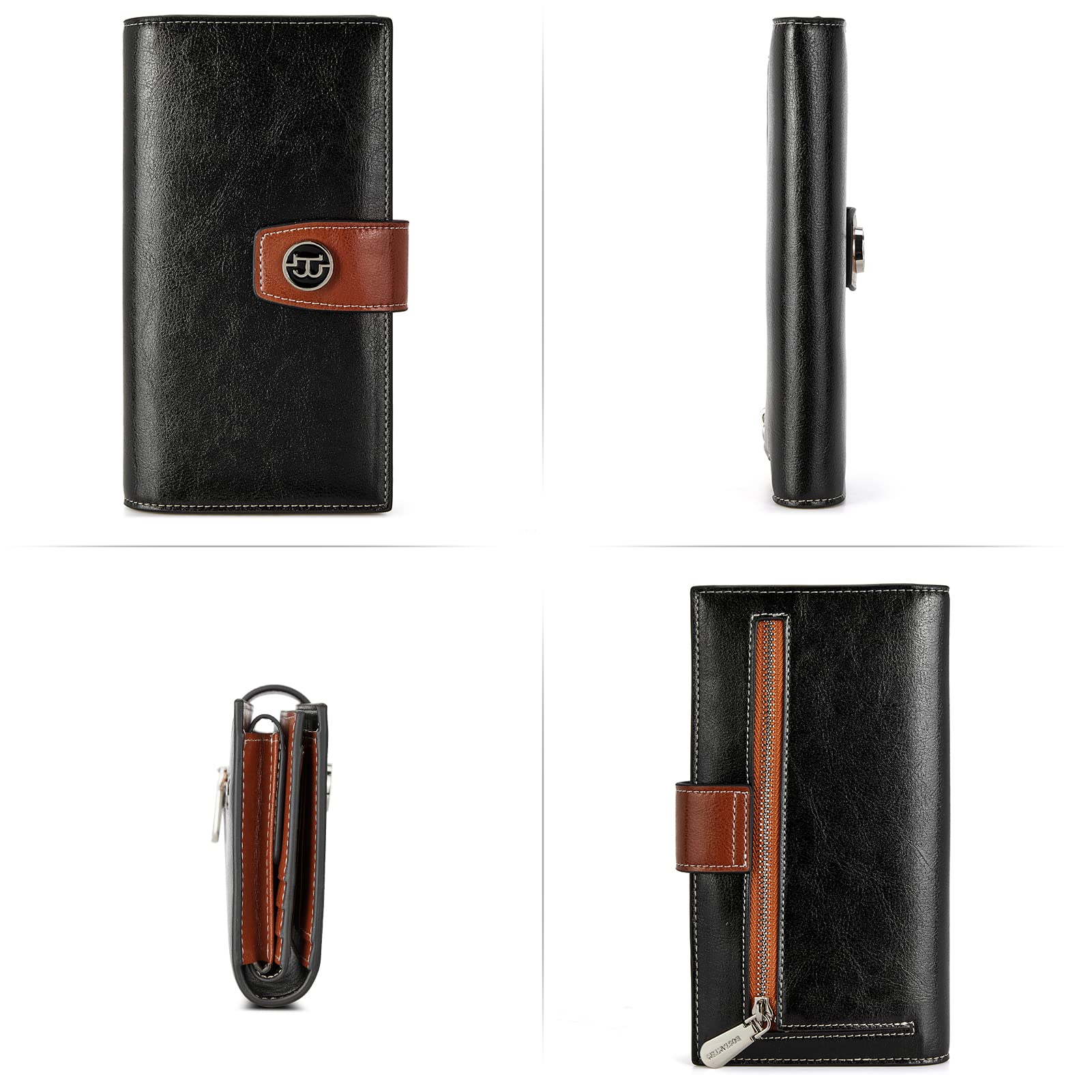 BOSTANTEN Women's RFID Blocking Leather Wallet - Large Capacity Trifold Card Holder with Phone Pocket | Perfect for Everyday Use, Travel & Gift Giving