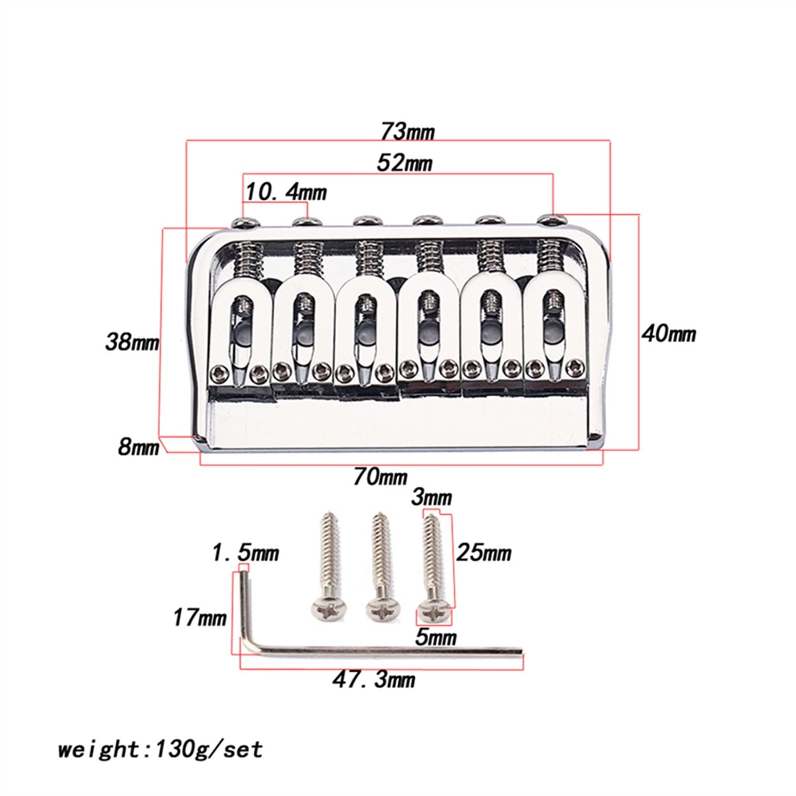 6-String Fixed Saddle Bridge Plate with Screws & Wrench - Electric Guitar Bridge Replacement Part | Perfect for DIY Guitar Repair & Upgrades