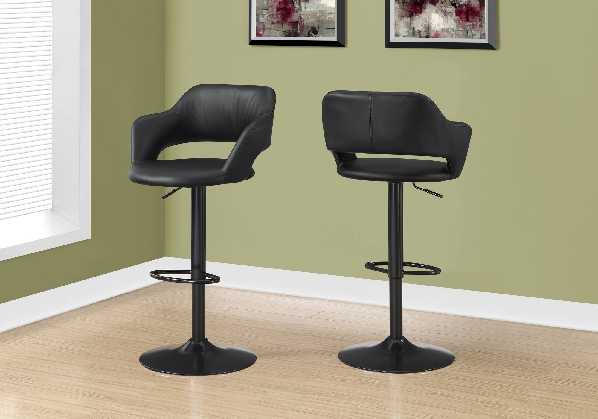 Black Metal Hydraulic Lift Bar Stool - Adjustable Height for Kitchen, Bar & Counter - Modern Home & Office Seating Solution