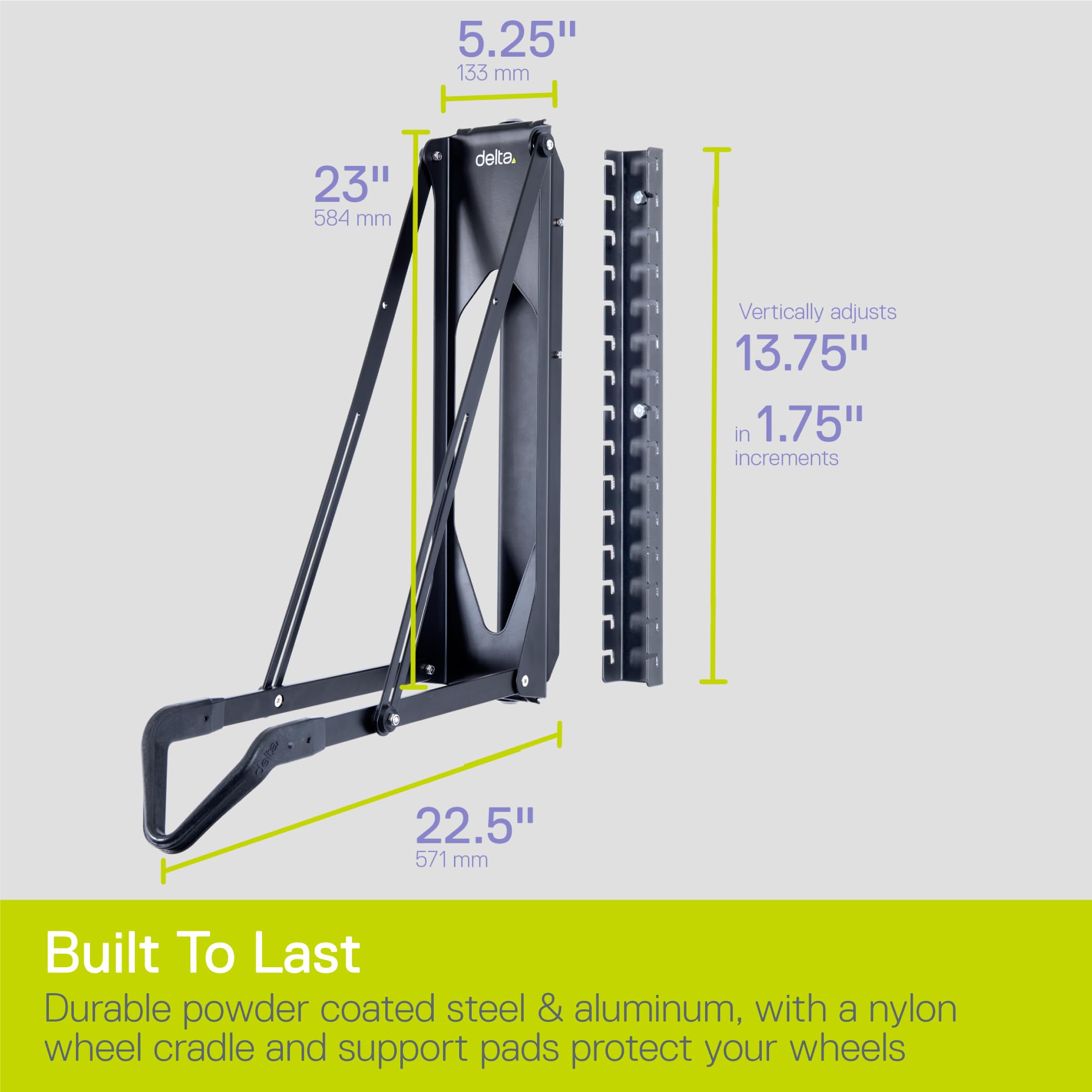 Delta Cycle Pivot Bike Storage Rack - Space-Saving Swivel Wall Mount Garage Bike Rack - No Lifting Vertical Bike Hanger for Indoor Storage (Holds 100 lbs) - Perfect for Small Spaces, Apartments & Garages
