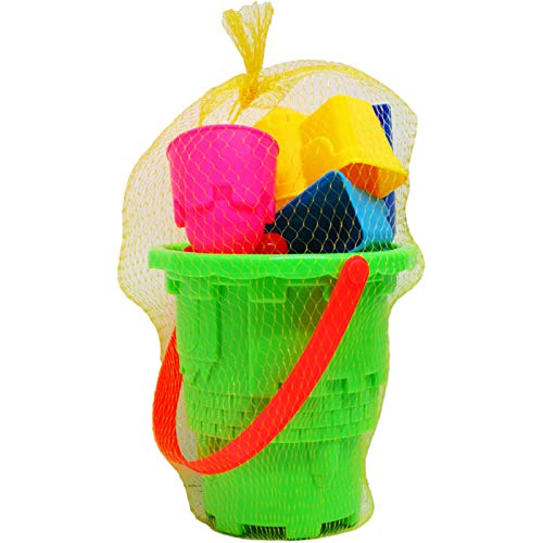 7-Inch Assorted Color Beach Toy Bucket Set - 24-Piece Kids Sand Play Kit for Beach, Pool & Outdoor Fun - Shovel, Rake, Molds & Pails Included
