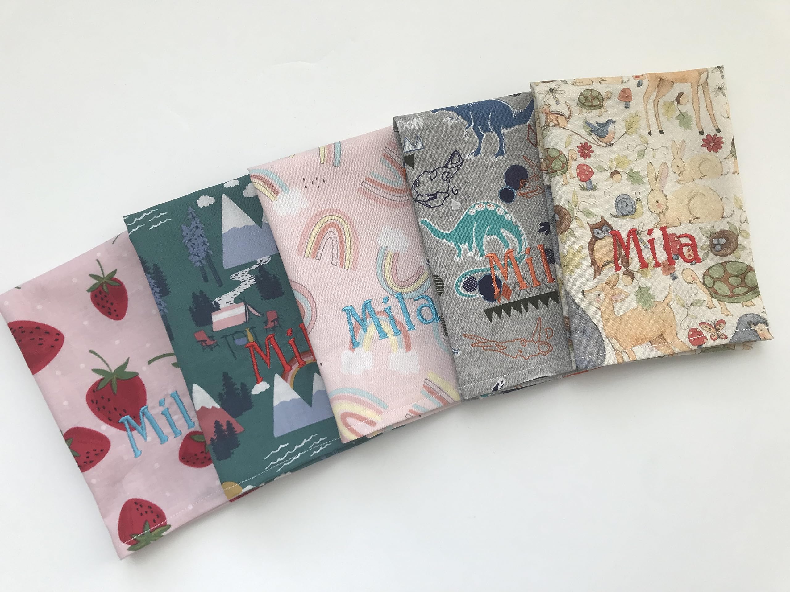 Personalized Kids Lunchbox Napkins - Custom Name & Prints, 12x12 Inch Cotton Single-Ply Set of 5 - Perfect for School Lunches, Picnics & Birthday Parties