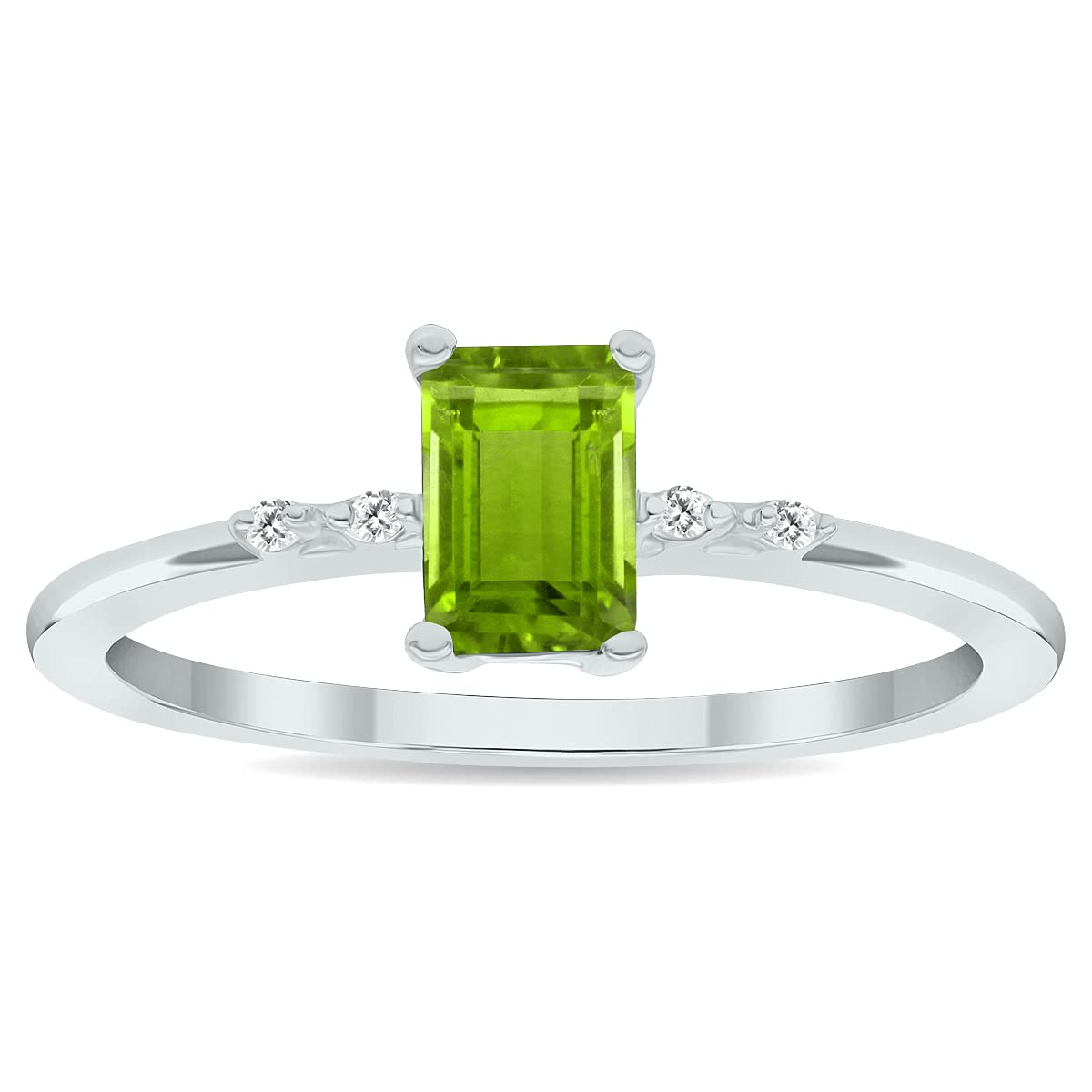 10K White Gold Peridot and Diamond Ring for Women | Elegant Sparkle Jewelry for Weddings, Anniversaries & Special Occasions