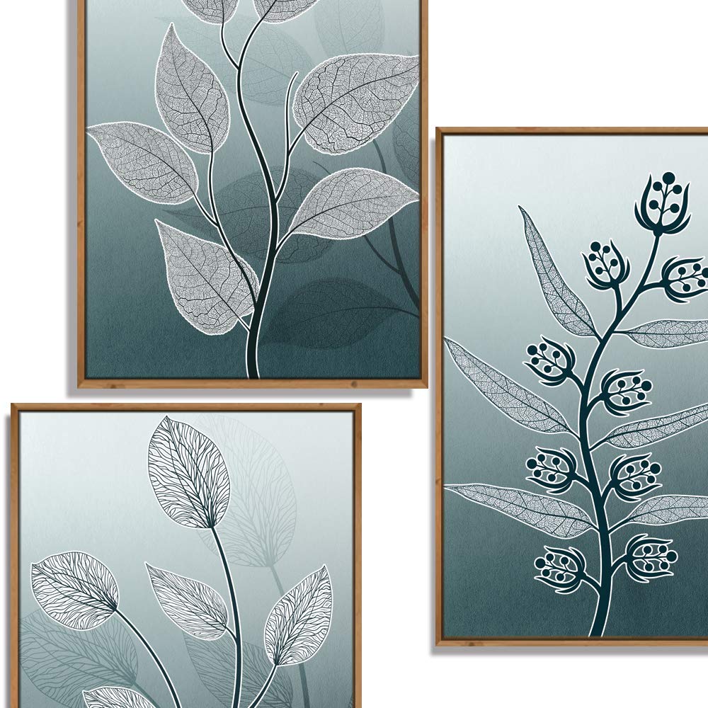Wall26 3-Panel Framed Canvas Wall Art Set - Leaf Theme Nature Prints for Living Room & Bedroom Decor (16x24 Inches, Ready to Hang) - Perfect for Modern Home, Office & Apartment Decoration