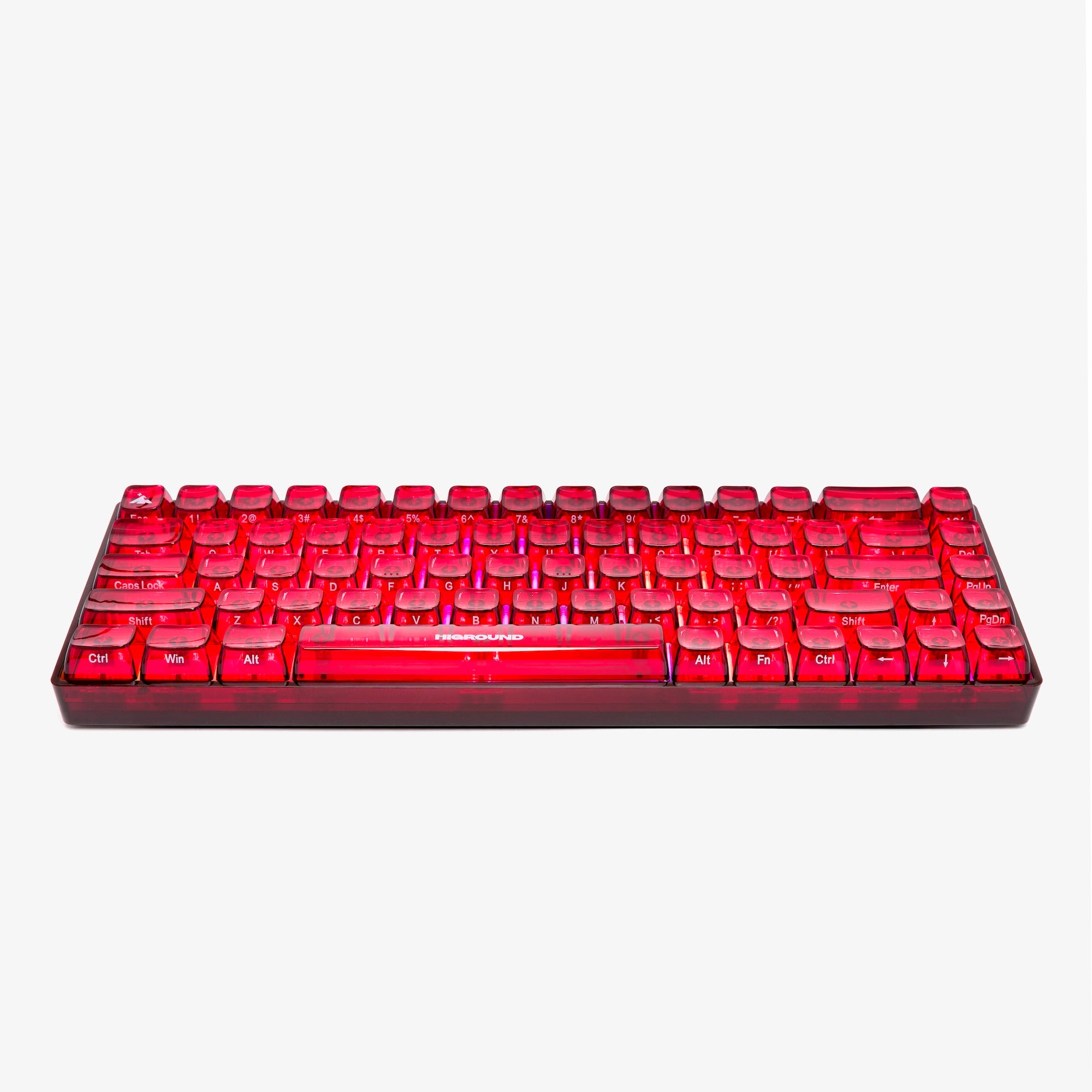 Clear Ruby Basecamp 65 Mechanical Keyboard - White Flame Switch - Compact 65% Layout for Gaming & Office Typing - Perfect for Esports, Programming & Home Workspace