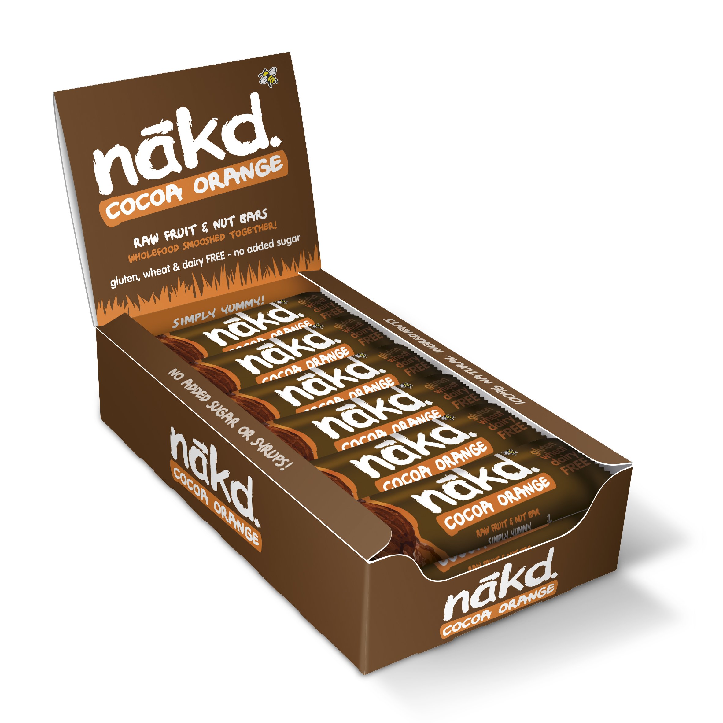 Nakd Cocoa Orange Raw Fruit & Nut Bars - Gluten Free, Vegan Snack, 18 Count - Perfect for Healthy On-the-Go Breakfast & Workout Energy Boost