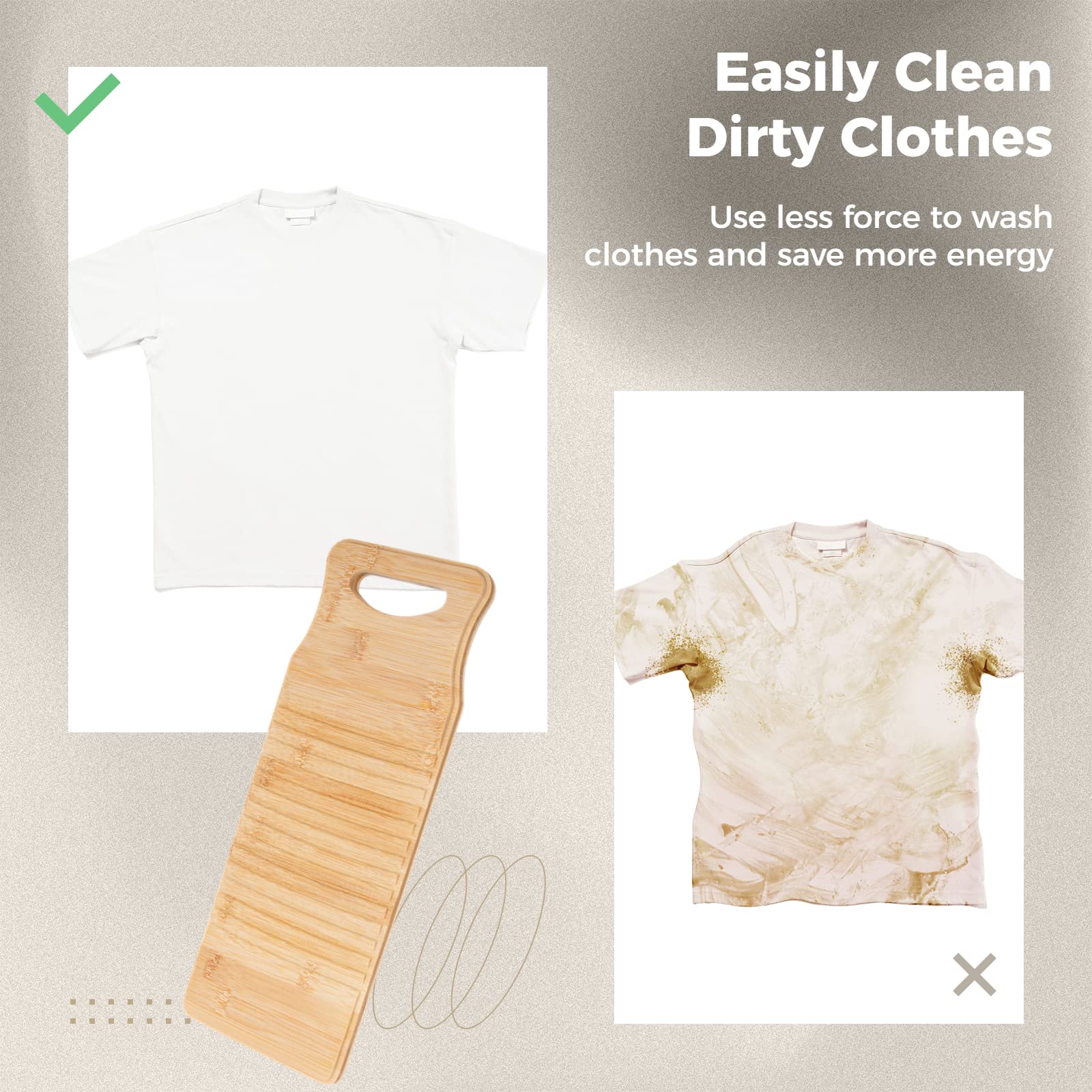 Vintage Wooden Washboard for Hand Washing Clothes - 15.7 x 5.9 x 0.7 Inch Anti-Slip Laundry Cleaning Board with Ergonomic Design - Perfect for Delicate Fabrics, Camping, Off-Grid Living & Eco-Friendly Laundry (40 x 15 x 1.8 cm)