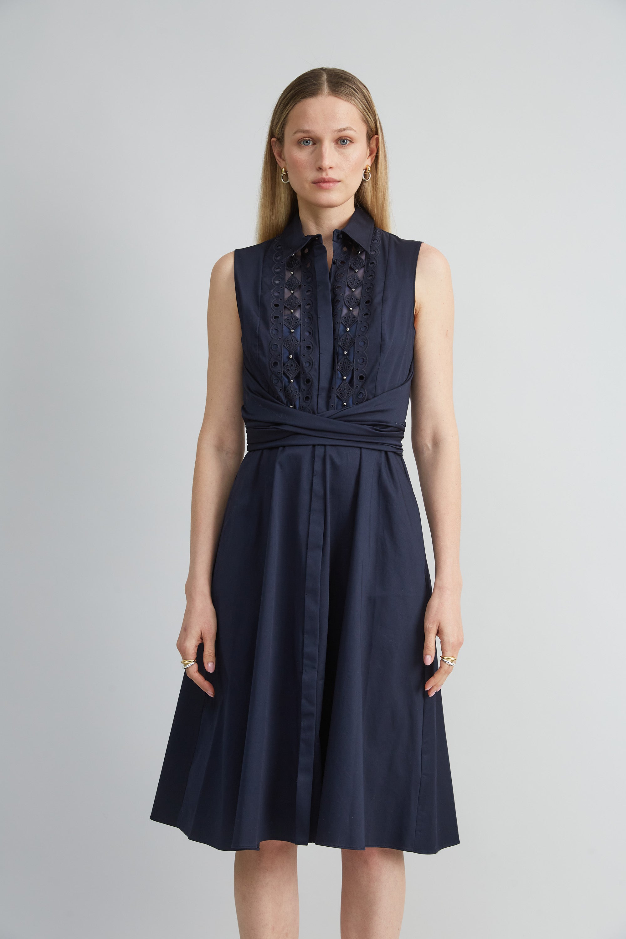 Women's Sleeveless Cotton Tie-Front Summer Dress - Casual Flowy Midi Dress for Beach, Vacation & Date Night