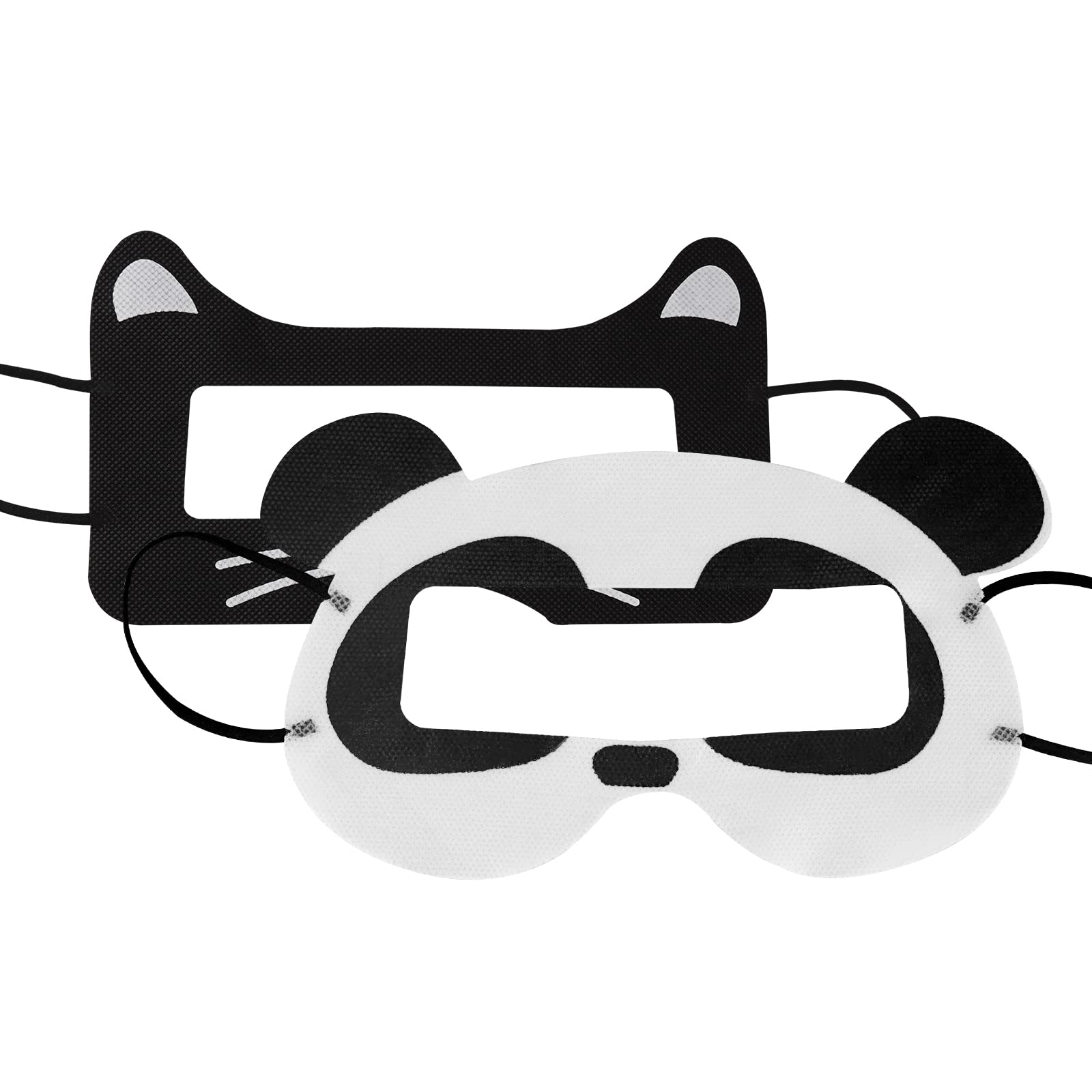 GEEKRIA 50PCS Disposable VR Face Mask Covers - Universal VR Headset Accessories for Oculus Quest 2, Meta Quest 3, HTC Vive - Cute Panda & Black Cat Design - Hygienic Eye Protection for VR Gaming & Movie Watching