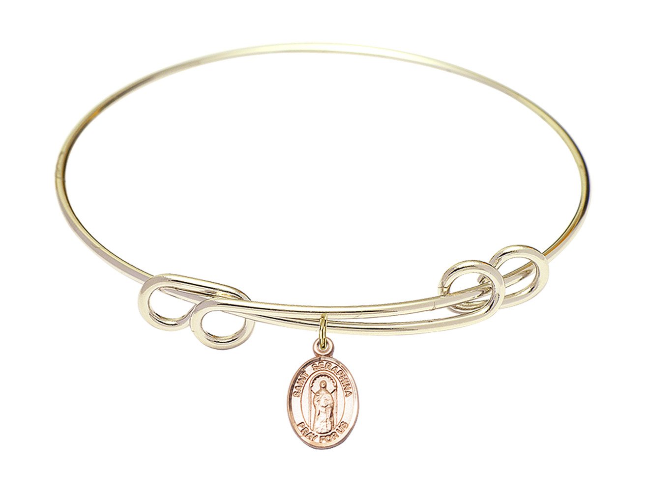Diamond Jewelry NY Double Loop Bangle Bracelet with St. Seraphina Charm - Elegant Gold/Silver Cuff Bracelet for Women, Perfect for Weddings, Anniversaries & Everyday Wear