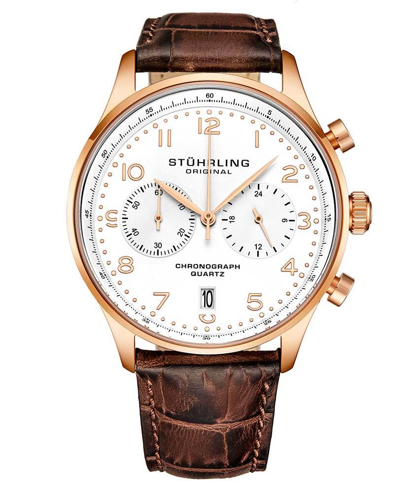 White Dial/Silver Case/Blue Leather Strap