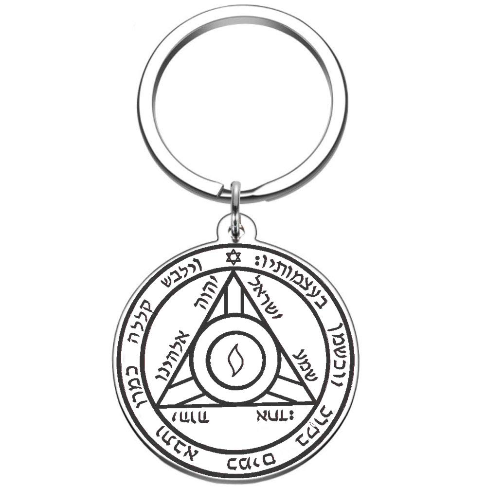 Saturn Pentacle Keychain - Stainless Steel Talisman for Defense & Protection