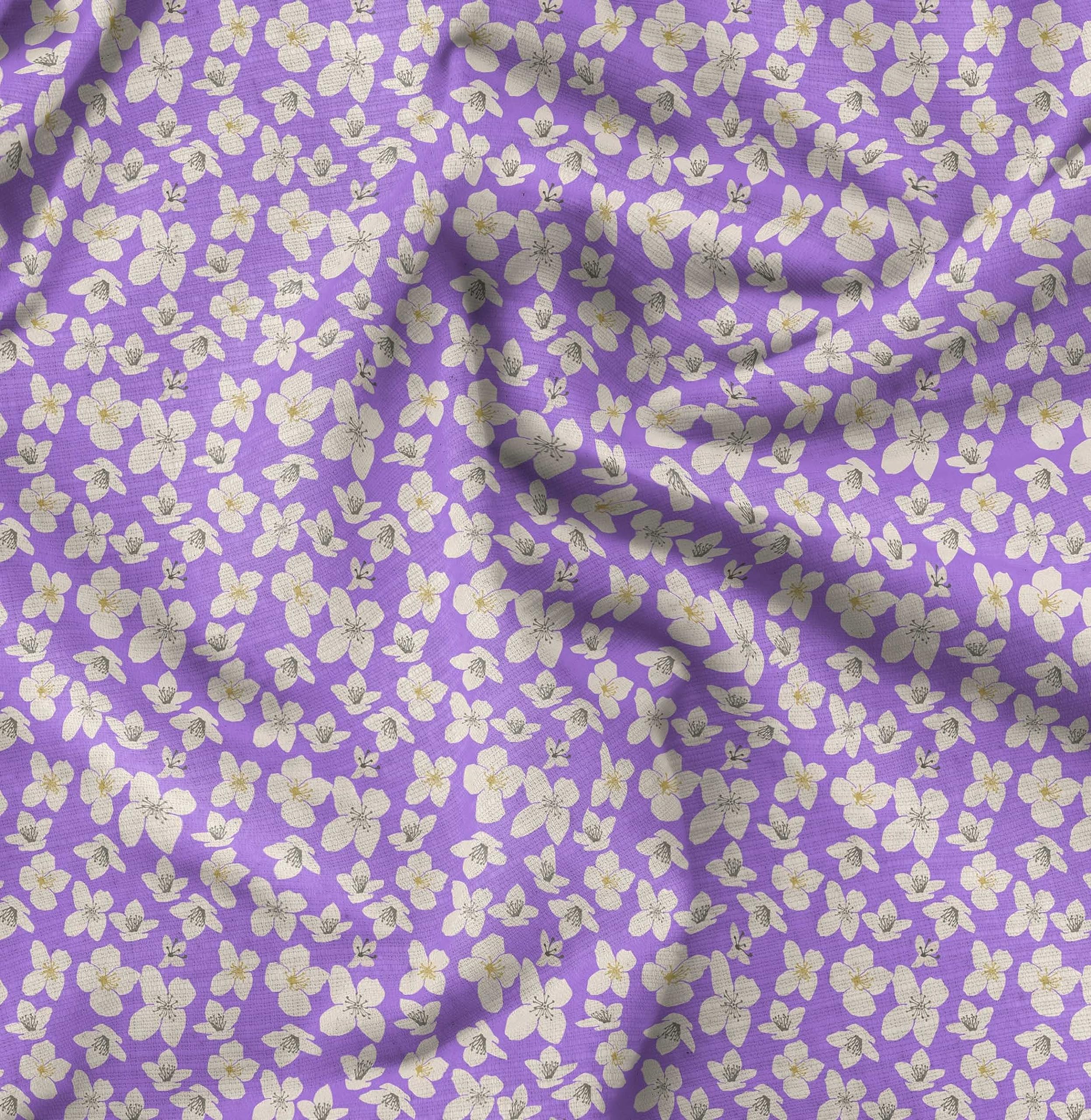 Soimoi Moss Georgette Purple Fabric by The Yard - 42 Inch Wide Floral Printed Textile for Dresses, Curtains & DIY Crafts - Lightweight Cardamine Pattern Fabric for Sewing & Home Decor