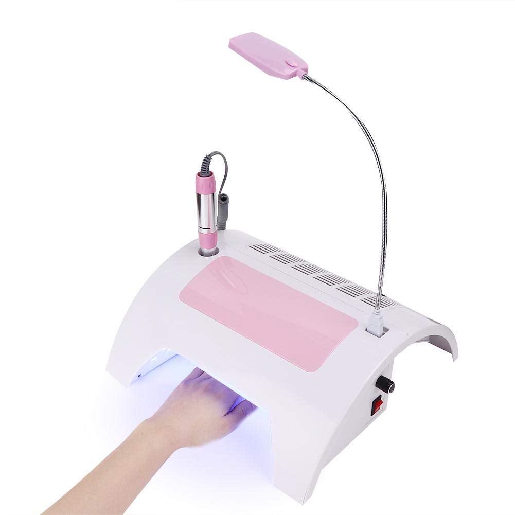 5 in 1 Nail Dust Collector with Drill - 60W Multi-Functional Nail Grinding Machine, Cleaner, Manicure Light & Hand Rest Pillow for Salon & Home Manicure Pedicure | Perfect for Nail Salons, DIY Nail Art & Professional At-Home Grooming (US)