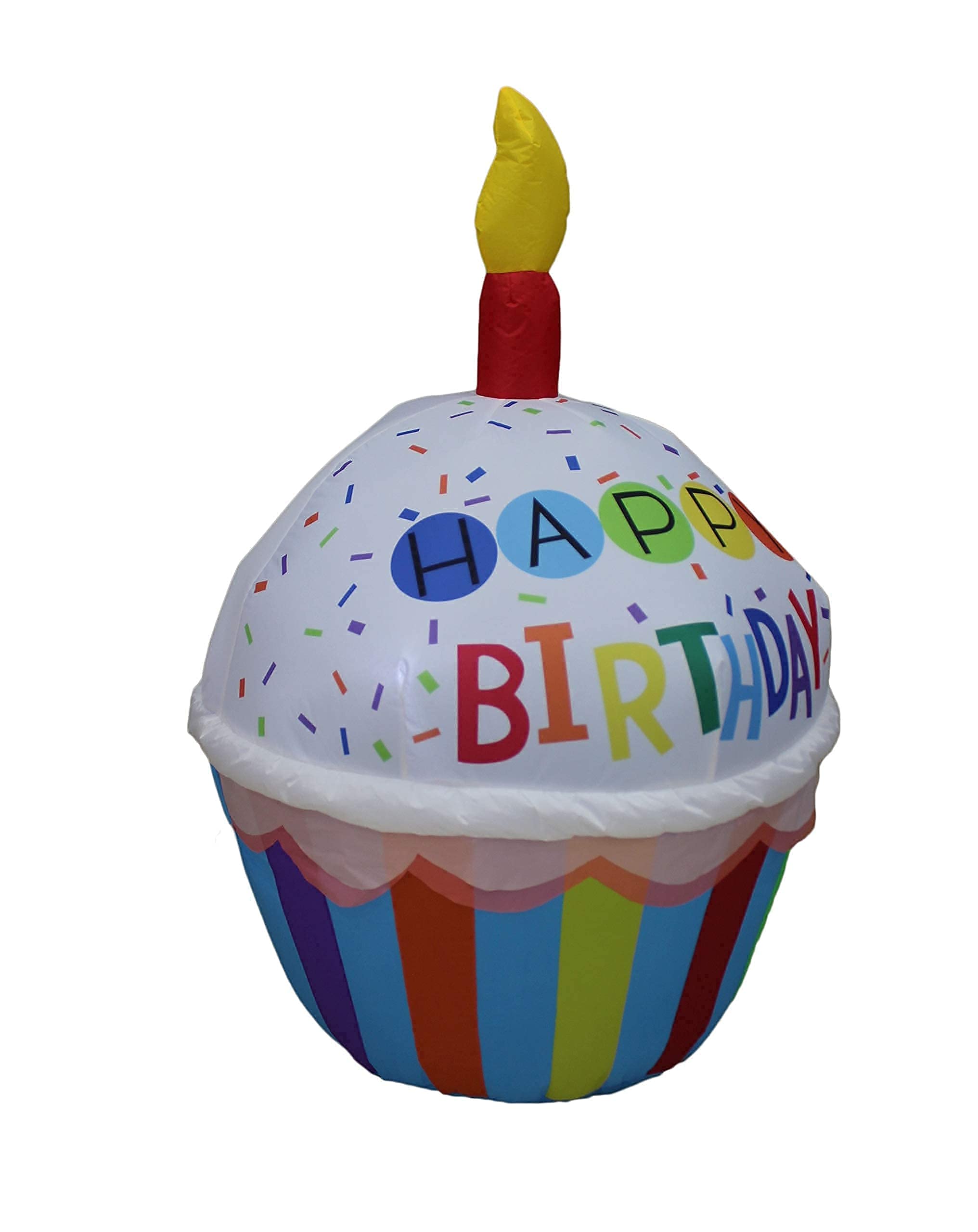 3-Piece Happy Birthday Inflatable Cupcakes Decorations Set - 4ft Tall Light-Up Party Blowups for Indoor & Outdoor Celebrations | Perfect for Birthday Parties, Backyard Events, and Festive Home Decor