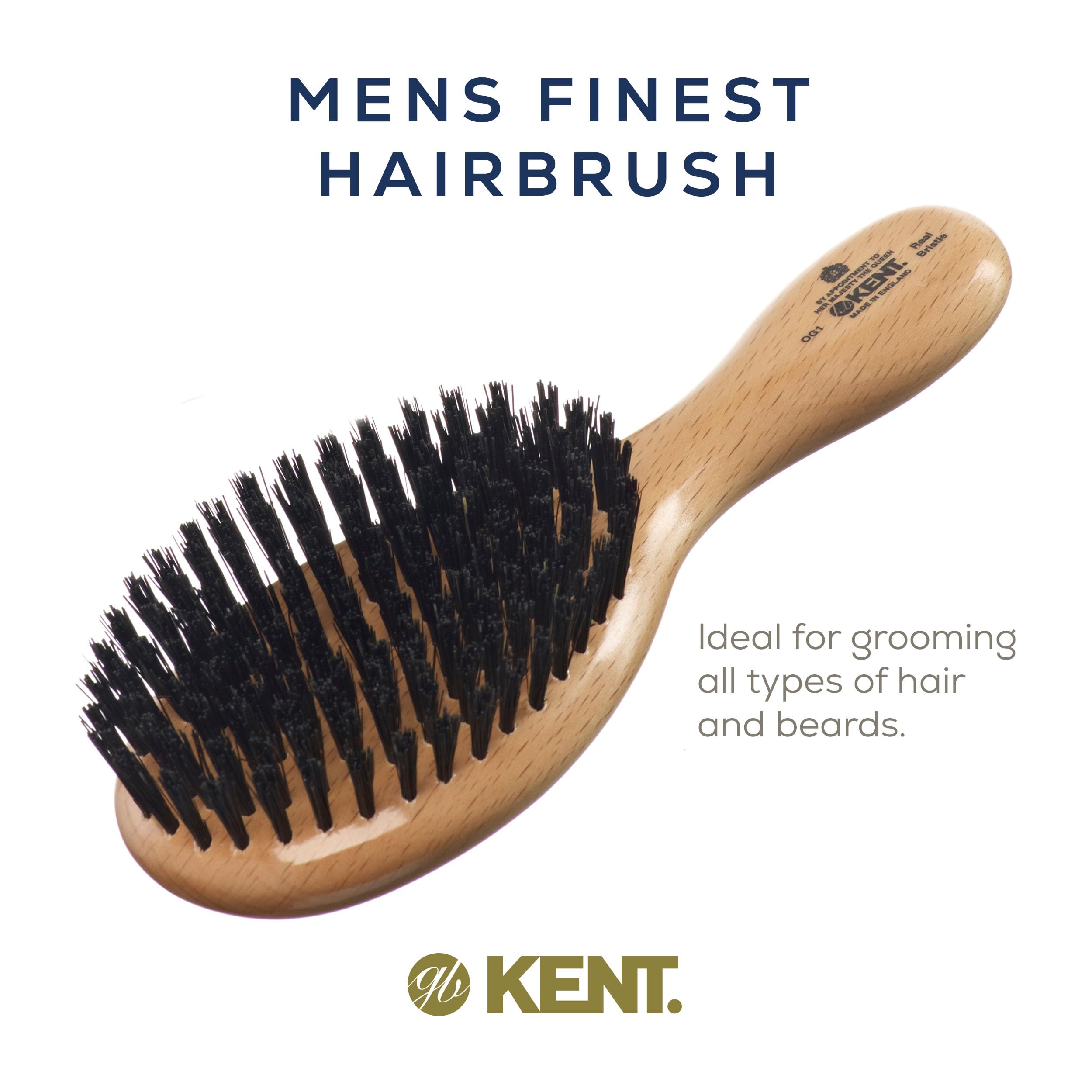 Kent OG1 Boar Bristle Hair & Beard Brush for Men - Grooming & Scalp Care at Home