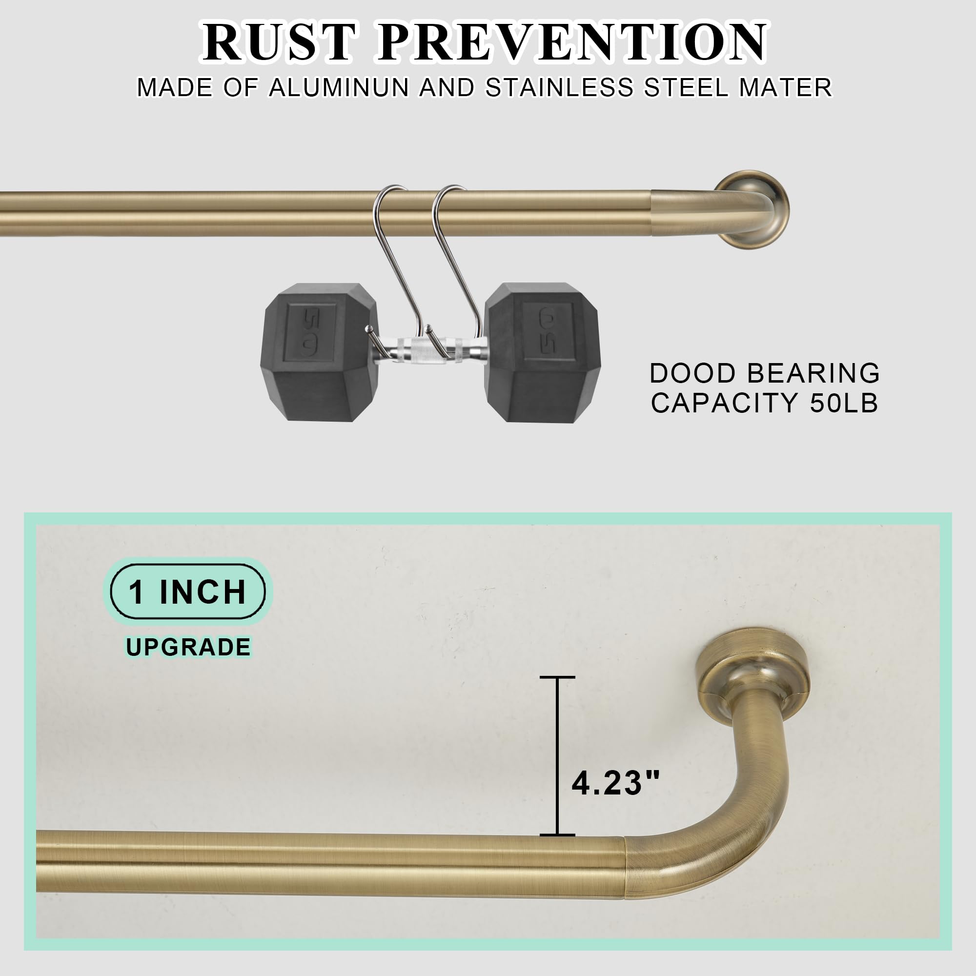 Antique Bronze Curtain Rod 28-150 Inch Adjustable - 1 Inch Diameter Heavy Duty Window Curtain Rod with Aluminum Finials & Brackets - Wrap Around Design for Room Darkening - Perfect for Living Room, Bedroom, Home Theater Blackout