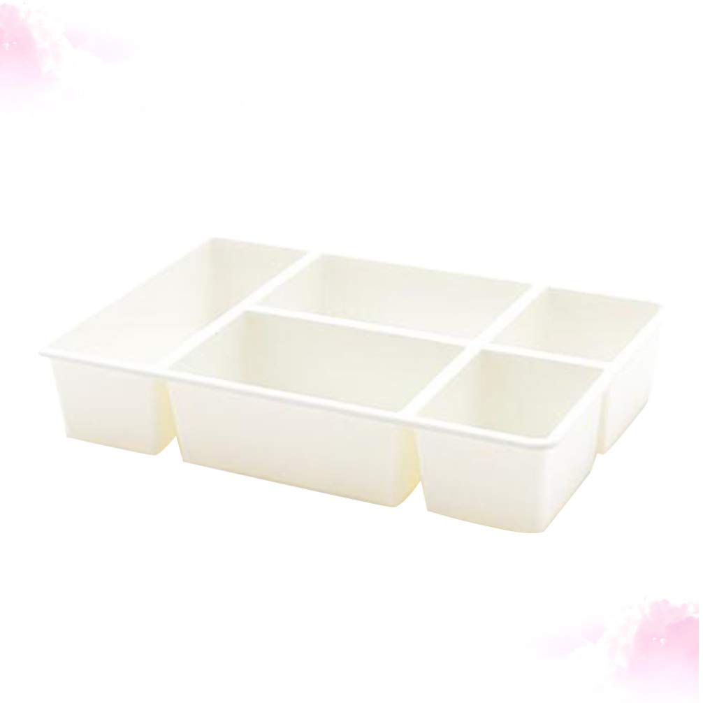 TOPBATHY 5-Drawer Desk Organizer - Rainbow Pencil Holder & Storage Box for Office, Closet, Makeup, Skincare Products (White) | Perfect for Home, Office & Beauty Organization