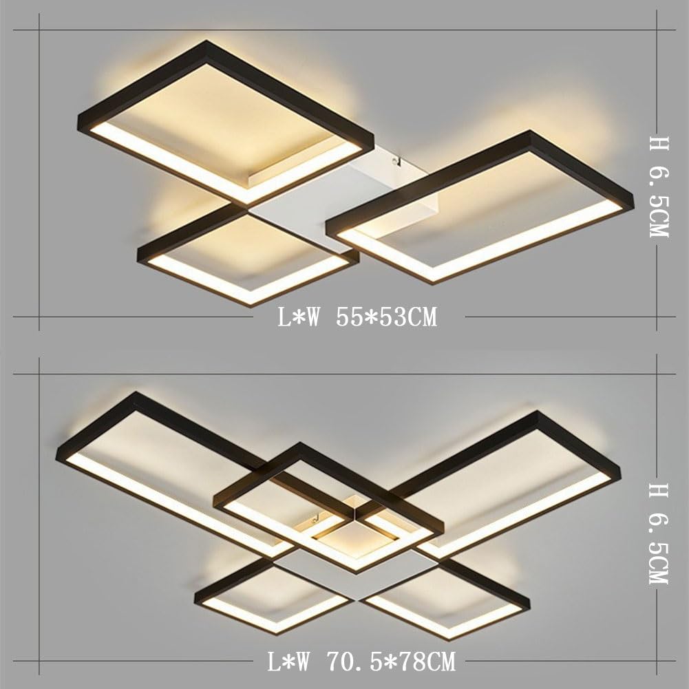 Modern Rectangle Acrylic Dimmable LED Pendant Light with Remote Control - Close to Ceiling Fixture for Cloakroom, Living Room, Bedroom, Kitchen, Hotel & Restaurant (Color Options) | Energy-Efficient Lighting Solution for Contemporary Home & Commercial Spaces