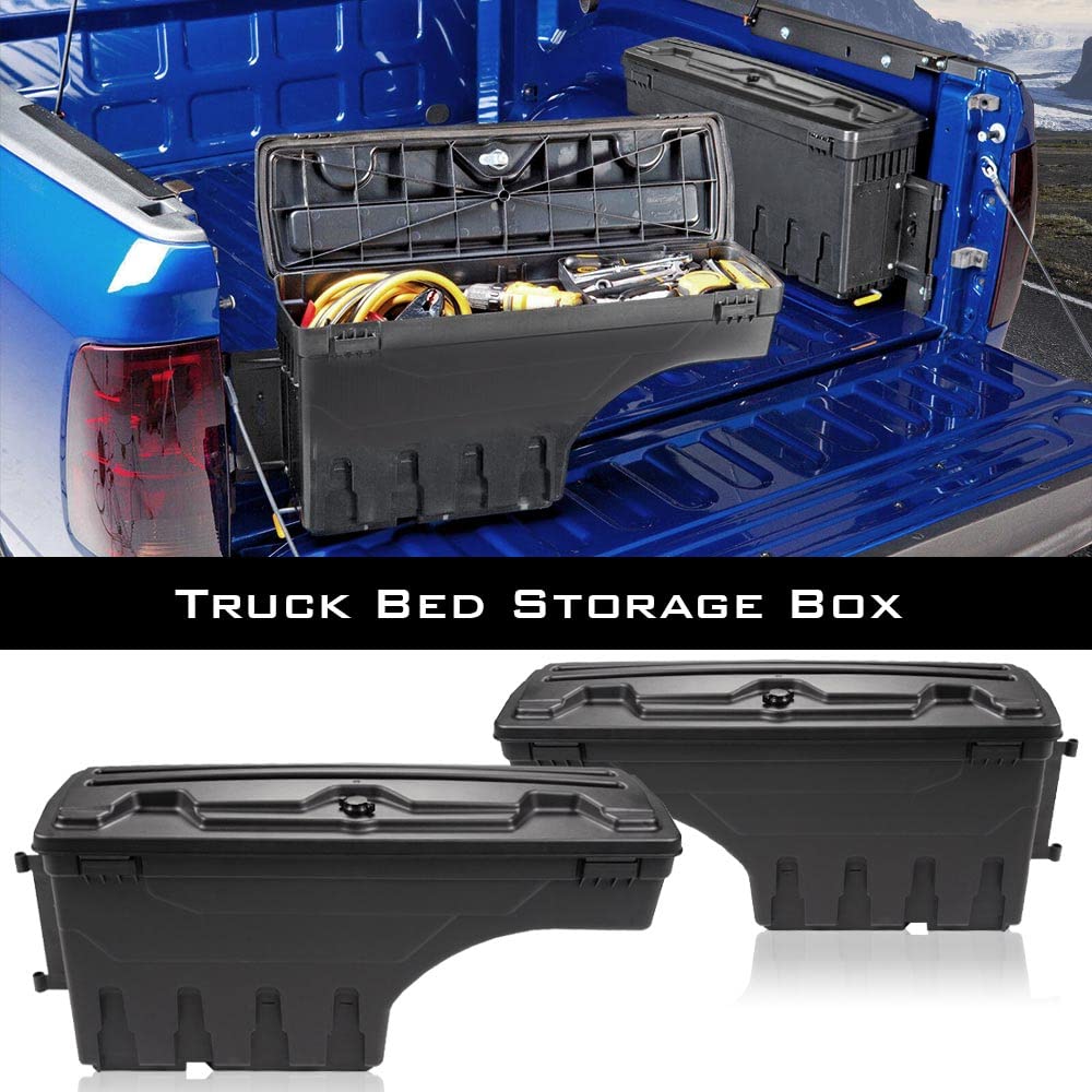 G-PLUS Lockable Truck Bed Storage Box Toolbox - Compatible with Chevy Silverado & GMC Sierra 1500/2500HD/3500HD (2007-2018 Models) - Secure Weatherproof Tool Storage for Camping, Work & Outdoor Adventures