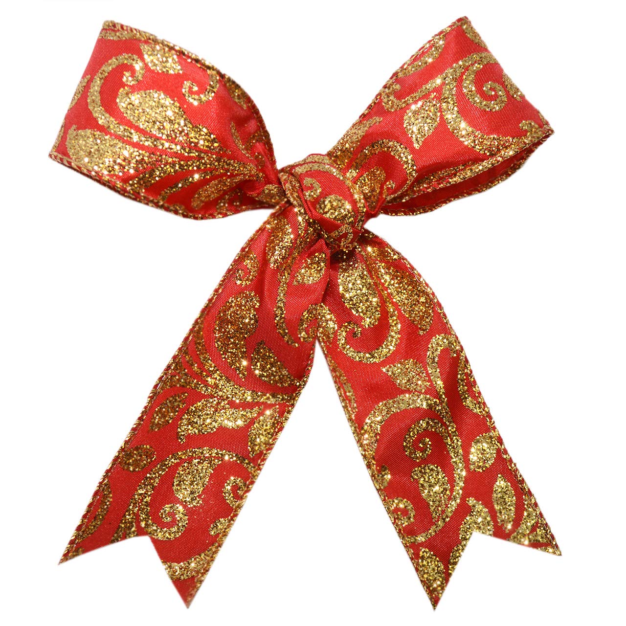 Morex 1.5 Inch x 100 Feet Wired Regalia Ribbon - Red/Gold Decorative Trim for Gift Wrapping, Floral Arrangements, and Craft Projects (Model 7441.40/33-609)