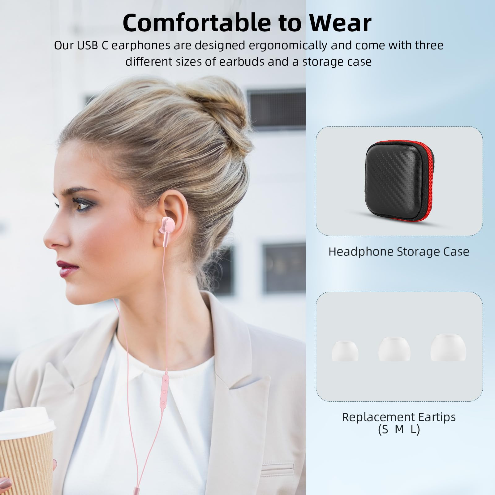 USB C Headphones with Noise Canceling & Mic - Wired Earbuds for iPad 10th Gen, iPad Air 4/5, iPad Pro 11