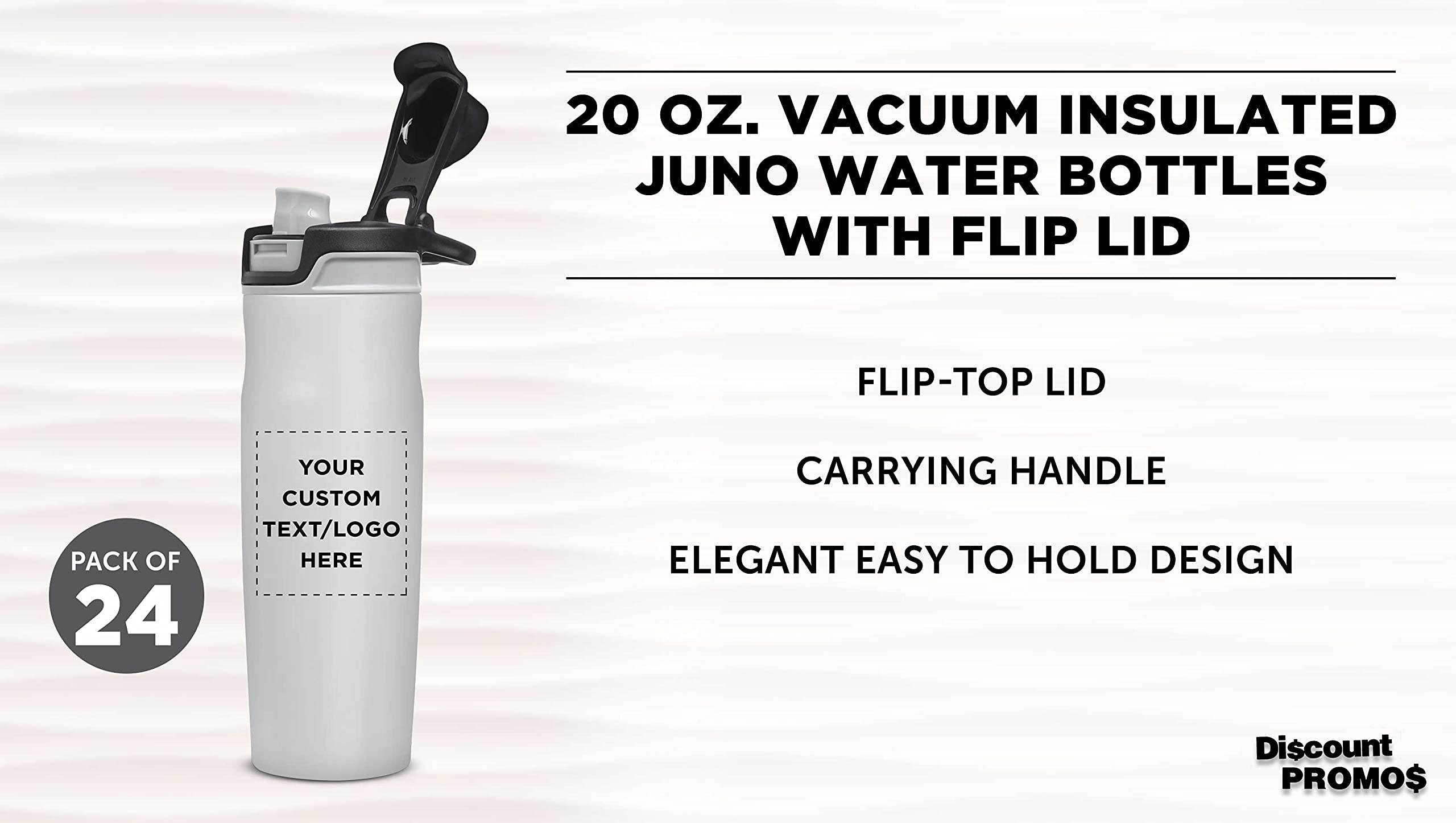 Custom 20oz Juno Water Bottles with Flip Lid - Bulk Pack of 24 Reusable Personalized Bottles - Ideal for Gym, Hiking, Cycling & School - White - Perfect for Sports, Outdoor Activities & Team Events