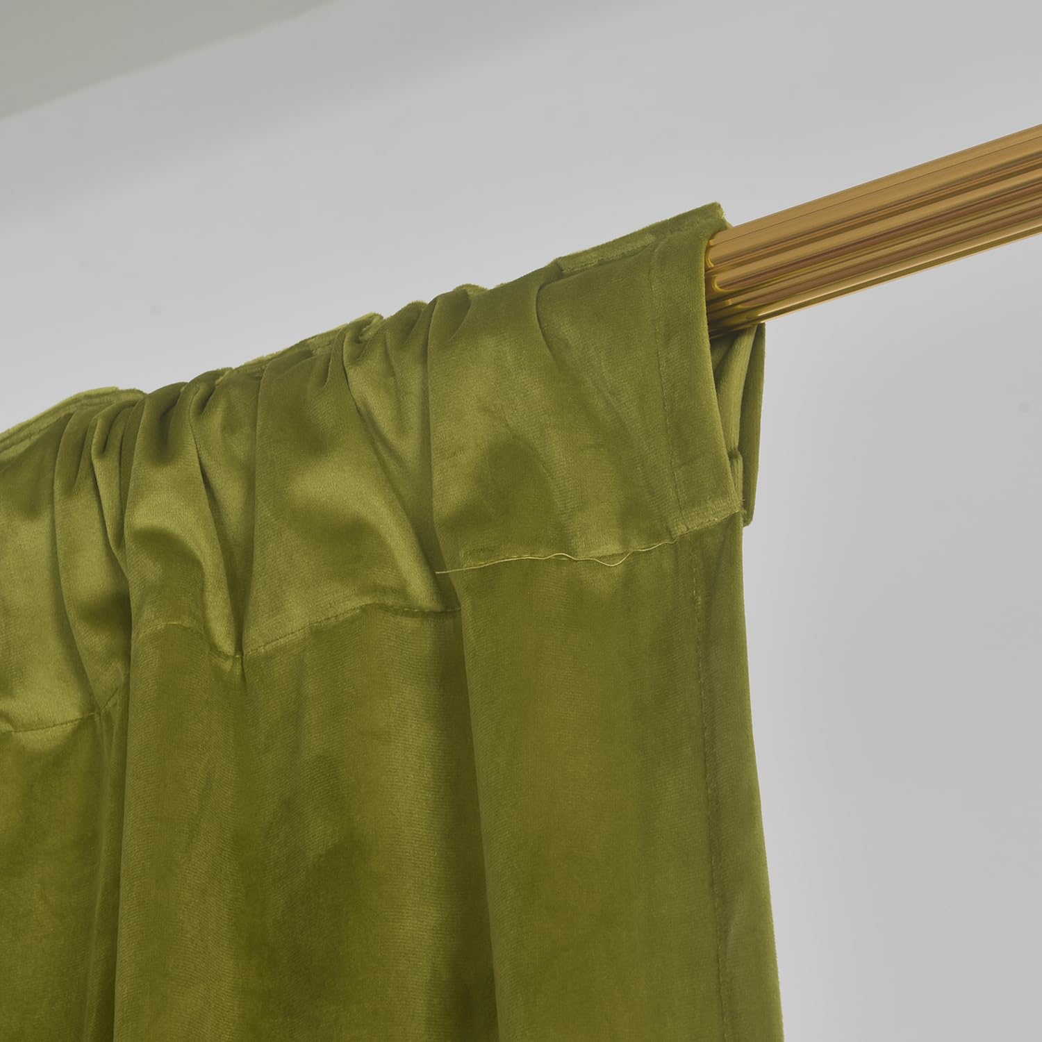 Olive Green Velvet Curtains 52 Inches Wide x 108 Inches Long - Luxurious Window Drapes for Living Room & Bedroom