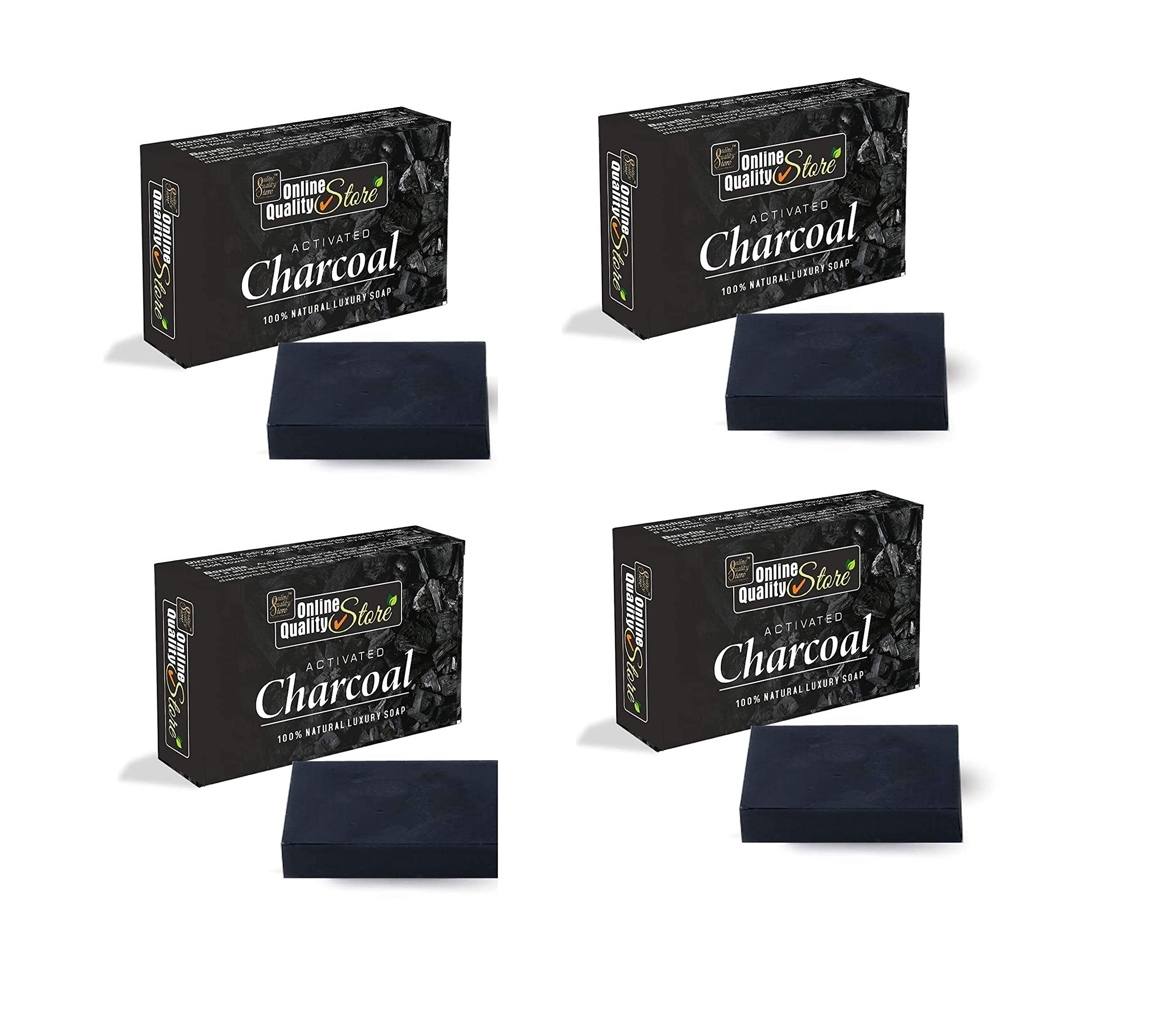 Best Activated Charcoal Soap for Face & Body - Deep Cleansing & Detoxifying Bar (4-Pack, 100g Each) - Perfect for Acne-Prone Skin & Blackhead Removal