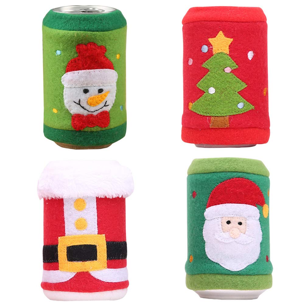 DOITOOL 4Pcs Christmas Wine Bottle Sleeves - Festive Holiday Bottle Covers & Decorations for Christmas Parties, Gifts, and Home Decor
