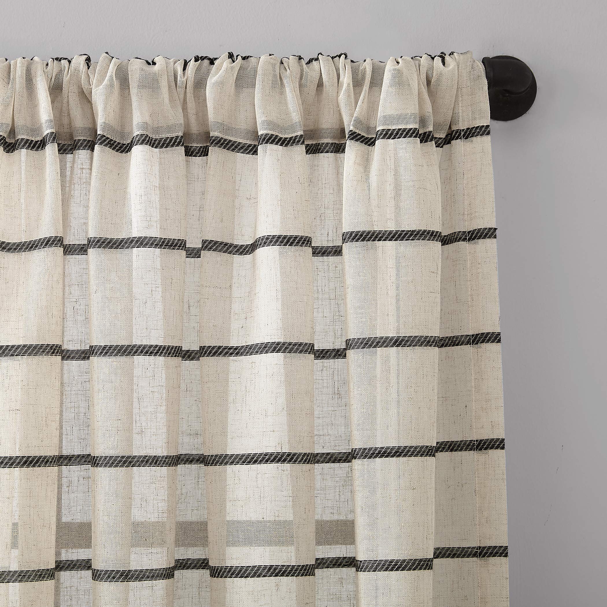 Clean Window Twill Stripe Anti-Dust Sheer Curtain Panel - Allergy & Pet Friendly - 52
