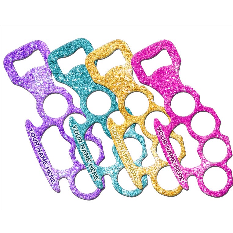Personalized Knuckle Buster Bottle Opener with Glitter - Custom Name Bottle Opener for Parties, Bars, and Outdoor Events