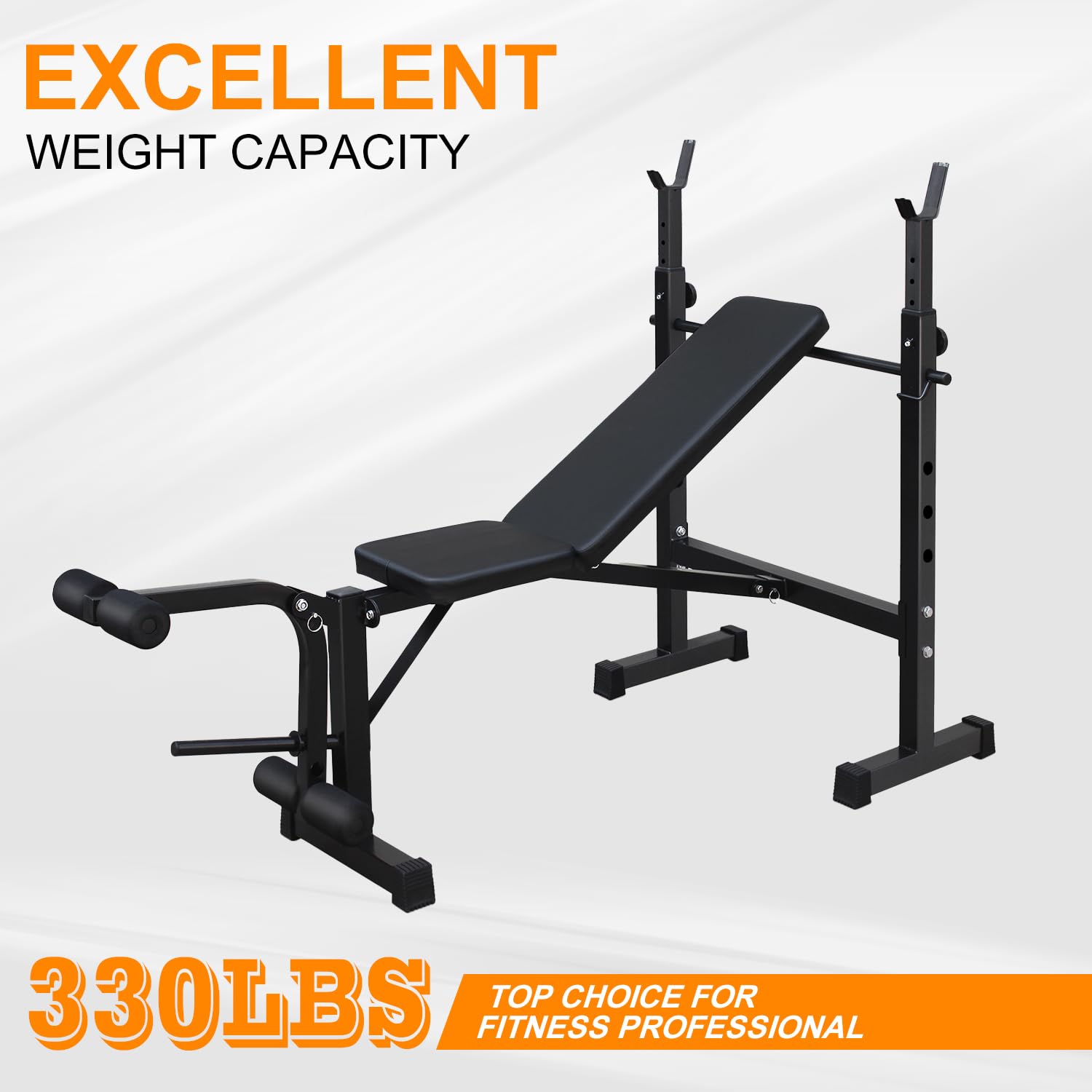 Adjustable Weight Bench with Squat Rack - Foldable Olympic Bench Press Set for Home Gym, Strength Training Equipment with Leg Developer - Perfect for Full-Body Workouts, Strength Building & Home Fitness Training