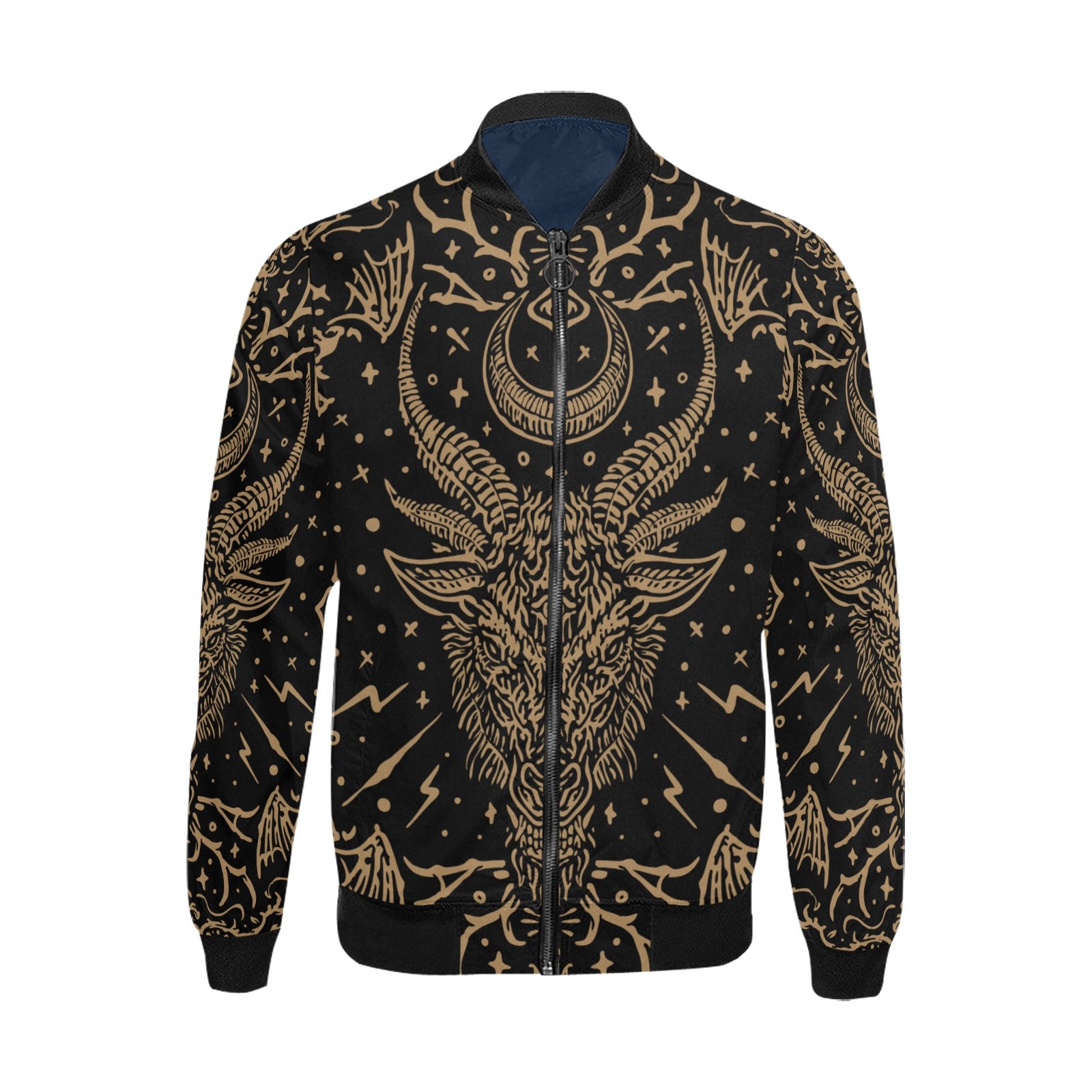 Gothic Baphomet Embroidered Bomber Jacket for Men & Women | Occult Streetwear Fashion | Perfect for Halloween, Cosplay, and Alternative Style Outfits
