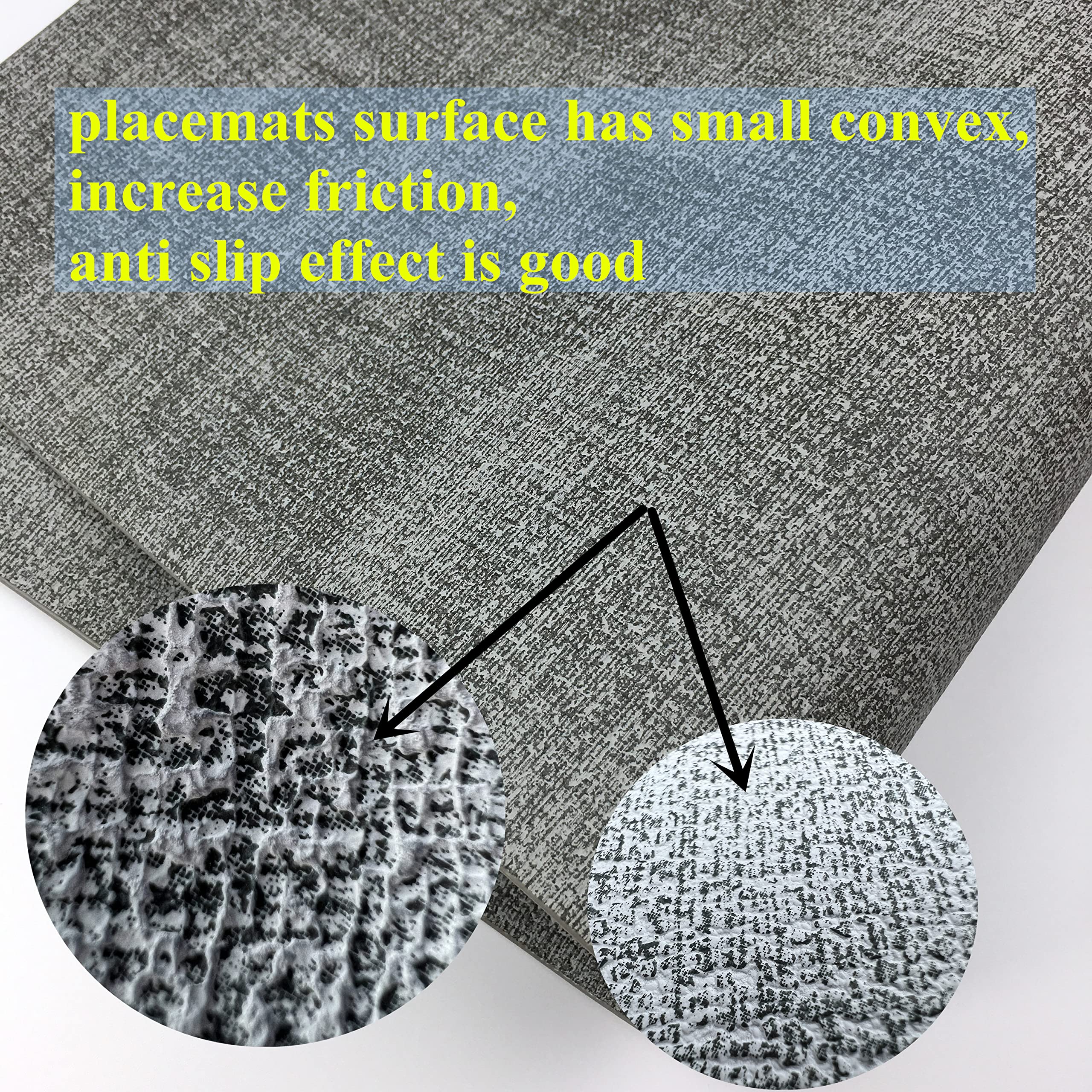 WAZAIGUR Waterproof Heat-Resistant Thick Faux Leather Placemats - Set of 4 Washable Light Gray Table Mats for Dining, Kitchen & Office Use