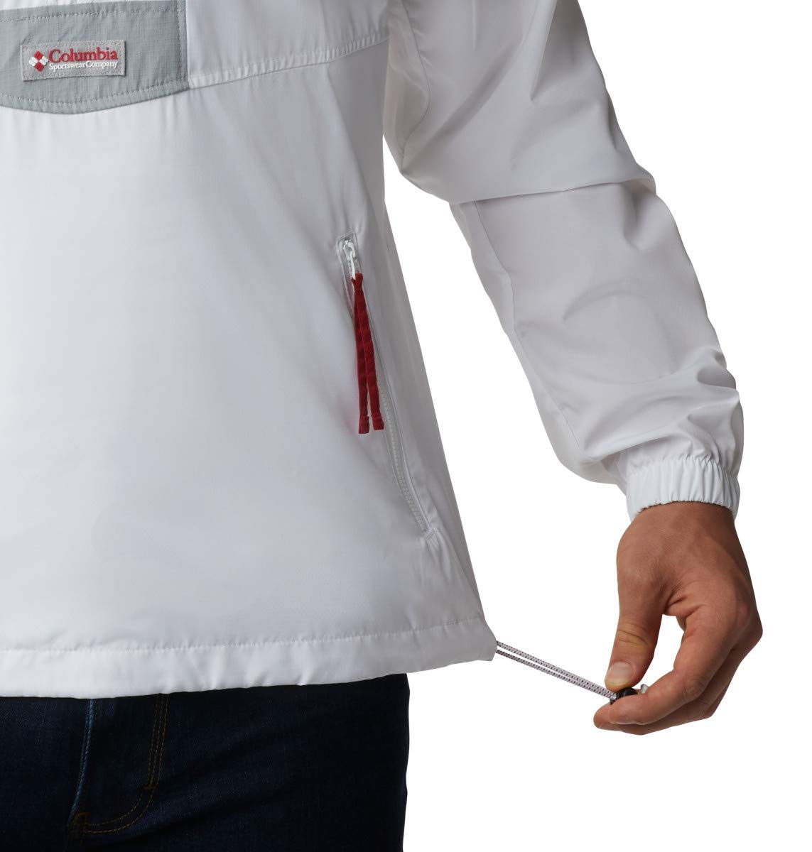 Columbia Men's Riptide Anorak Jacket - Lightweight Waterproof Windbreaker for Hiking & Outdoor Activities (WIS - White/Intense Red/Columbia Grey, XX-Small) - Perfect for Camping, Travel & Rainy Days