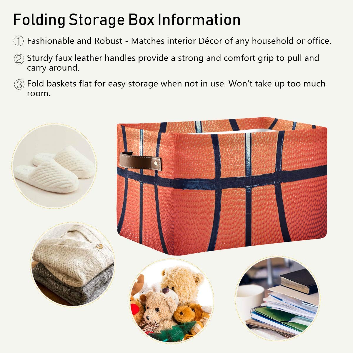 Collapsible Storage Basket Cube for Sports Balls, Toys, Laundry - Large 15x11x9.5 Inch Organizer Bin for Closet, Nursery, Kids Bedroom - Perfect for Basketball Storage & Home Organization (1 Pack)