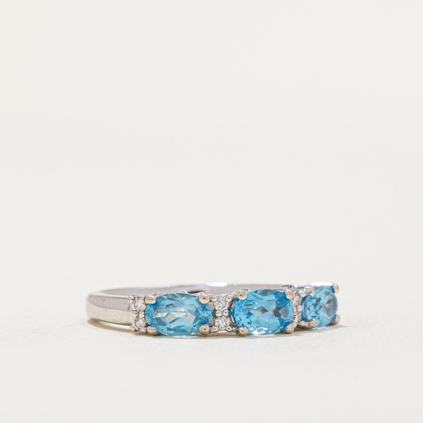 1.00ctw Three Stone Blue Topaz & Diamond Ring in Sterling Silver | Size 7 | Elegant Birthstone Jewelry for Women | Perfect Gift for Anniversary, Birthday & Special Occasions